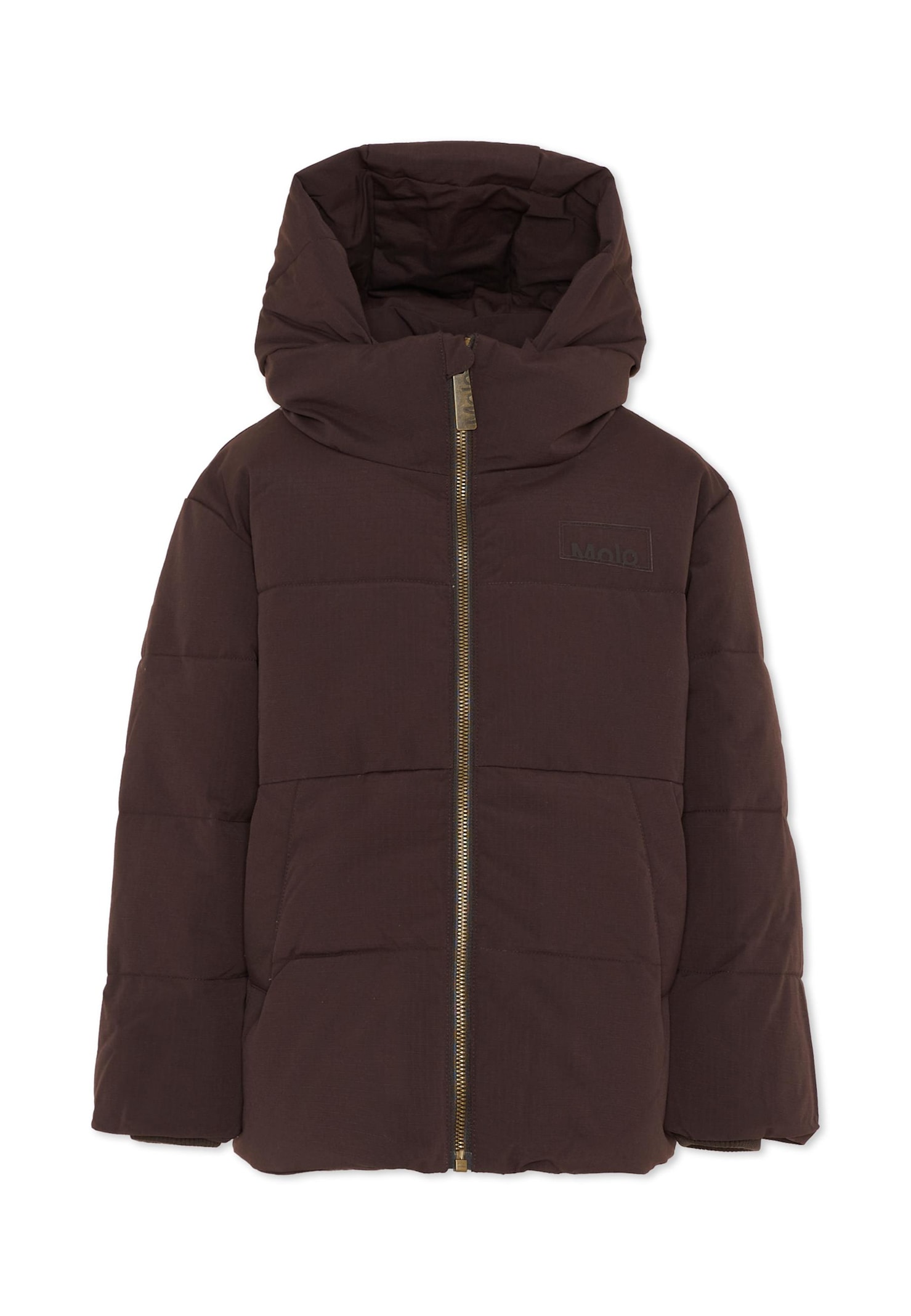 Molo Marron Down Jacket For Kids With Logo In Brown