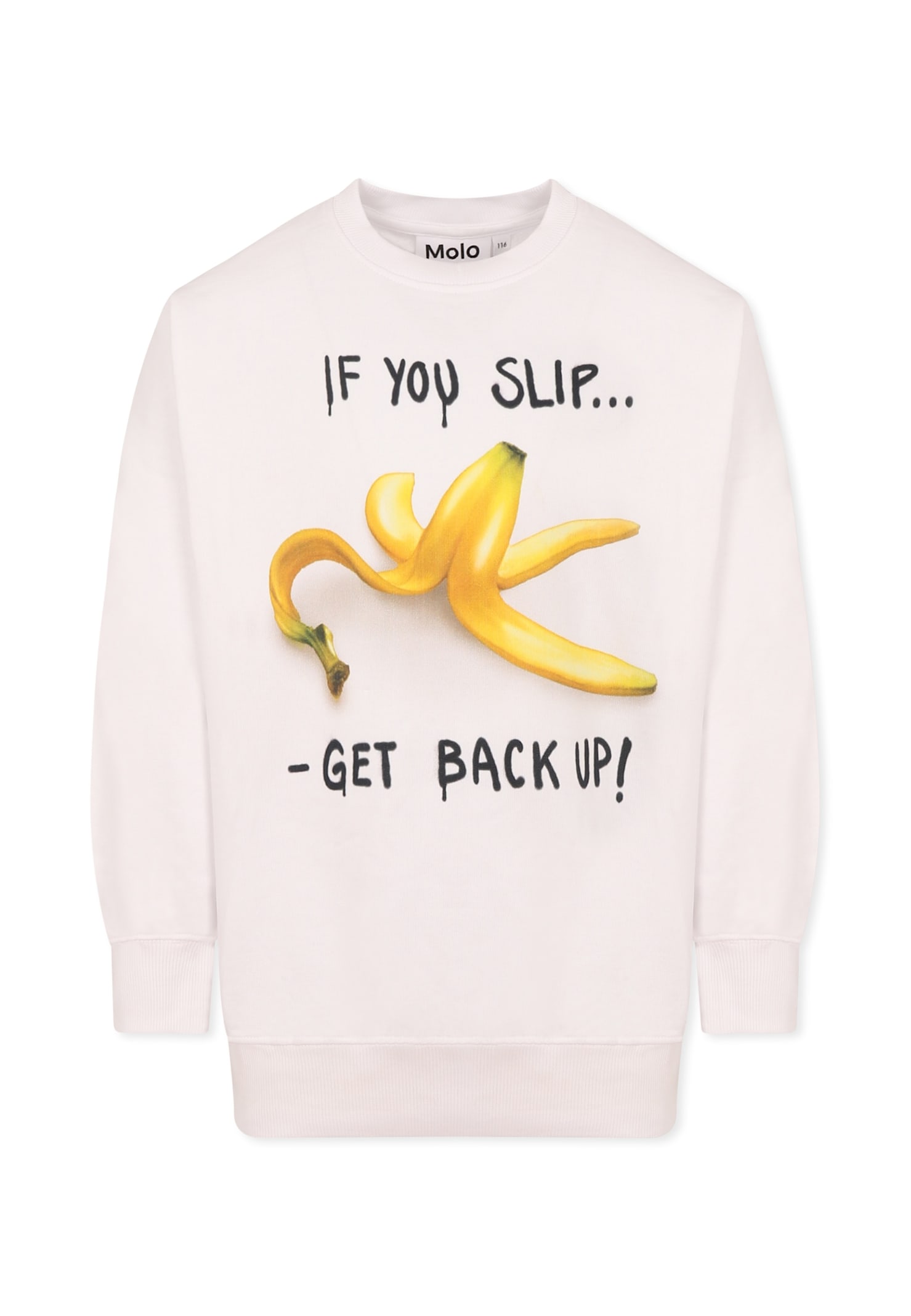 Molo White Sweatshirt For Boy With Banana In White