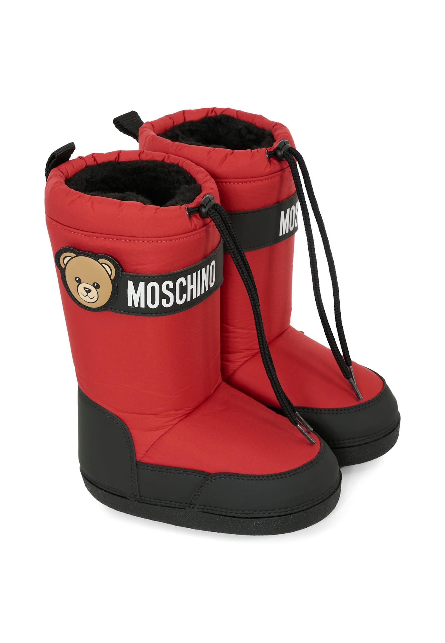 Moschino Red Snow Boots For Boy With Teddy Bear In Red