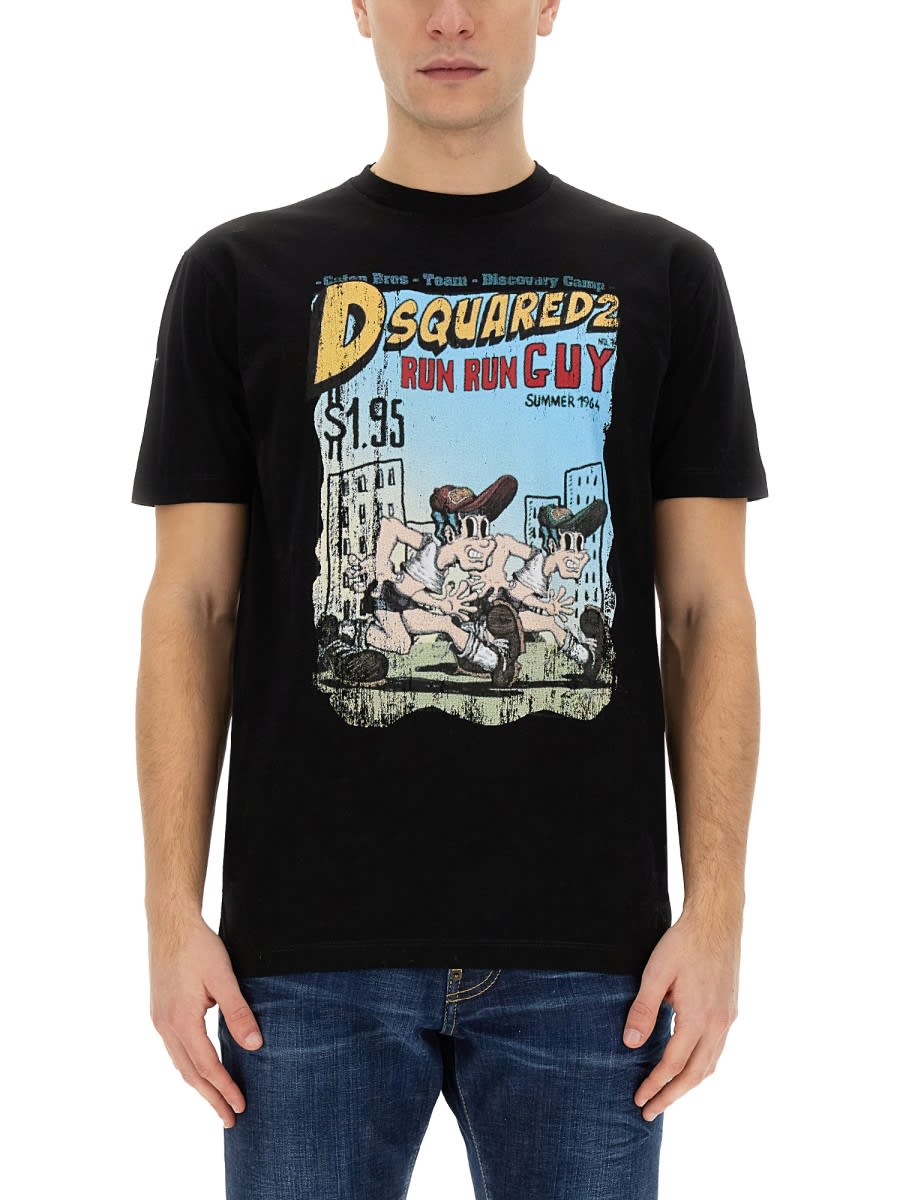 Shop Dsquared2 T-shirt With Print In Black