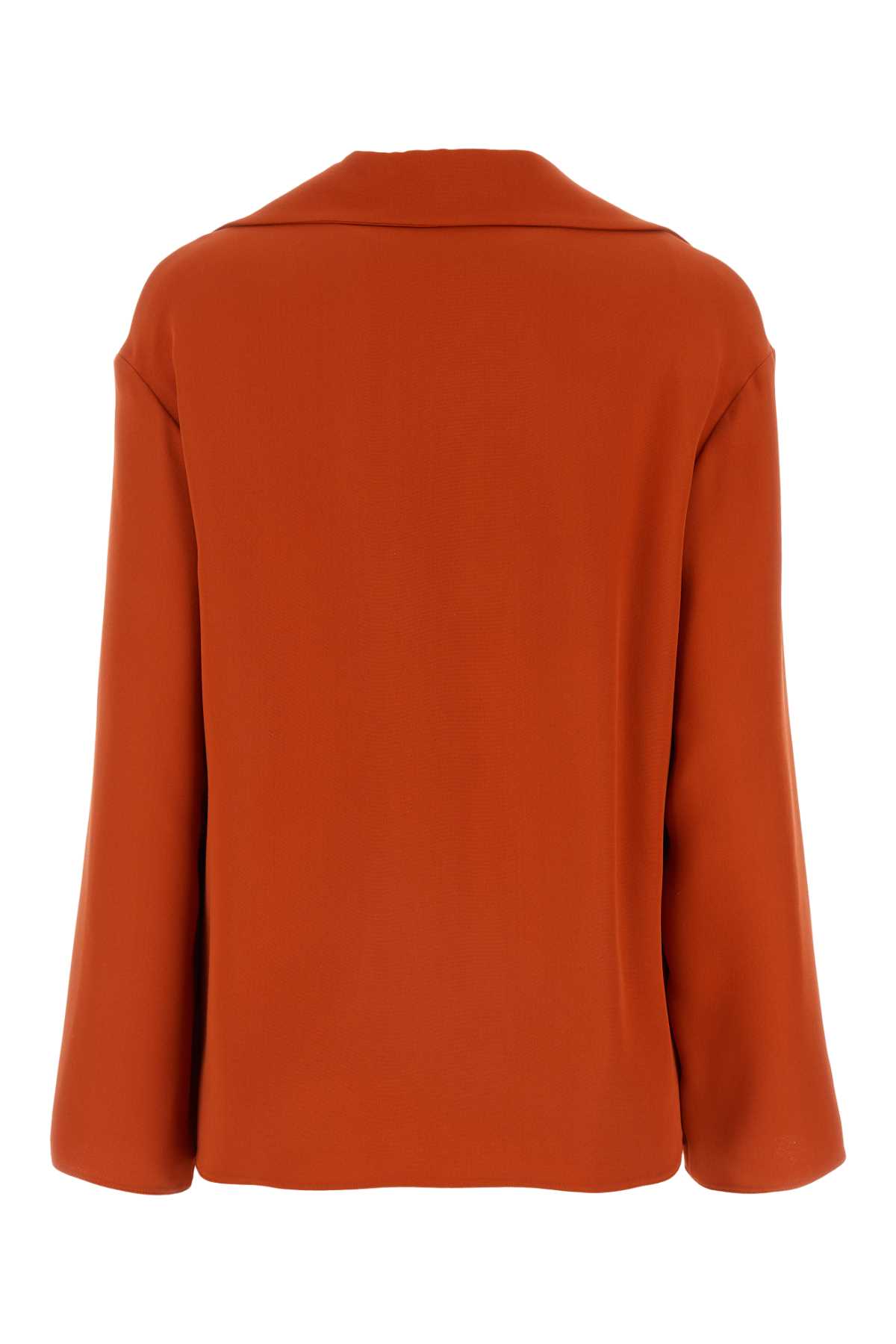 Shop Valentino Brick Crepe Blouse In Offorangeofforange