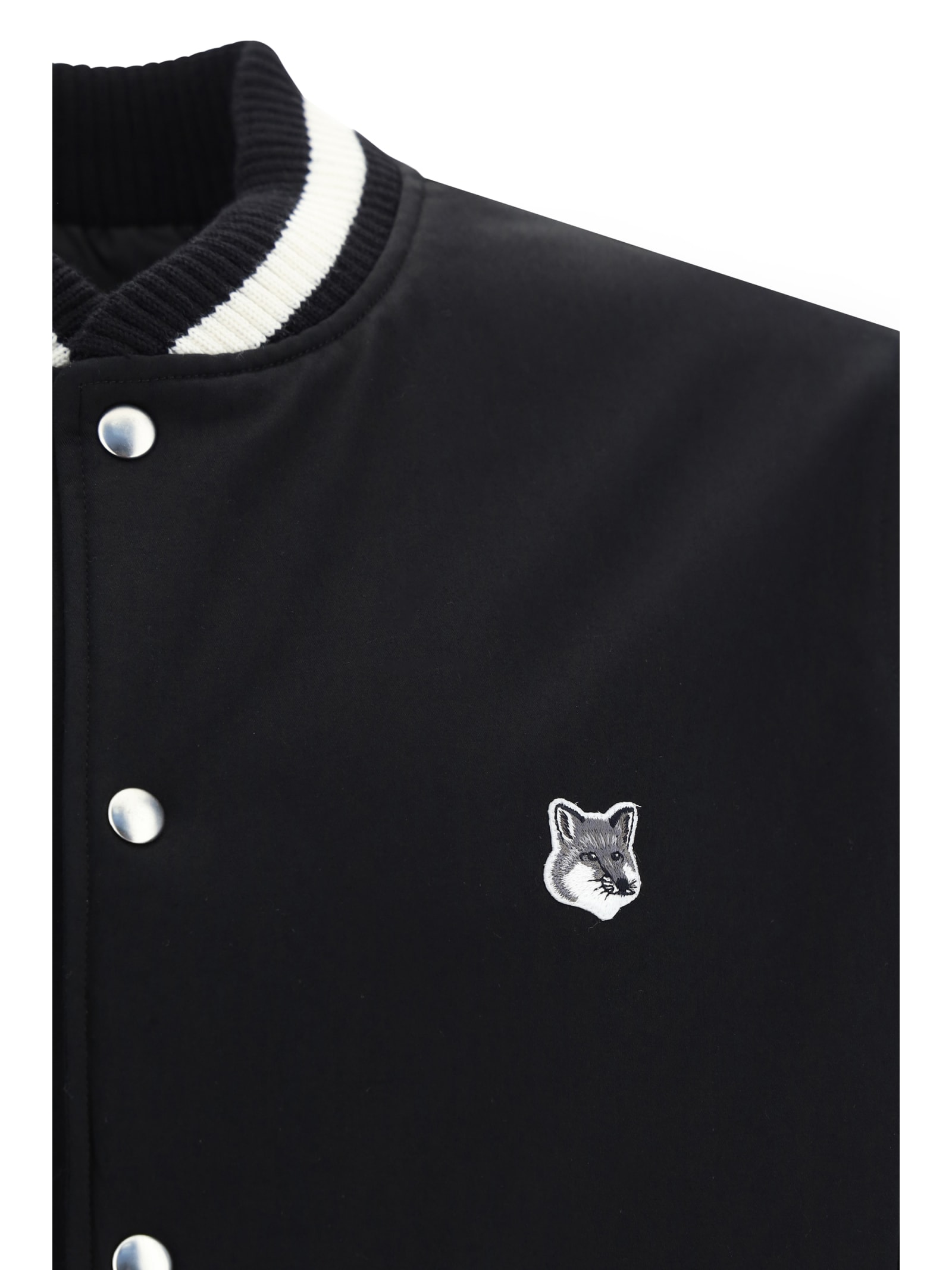 Shop Maison Kitsuné Teddy Blouson Jacket In Black