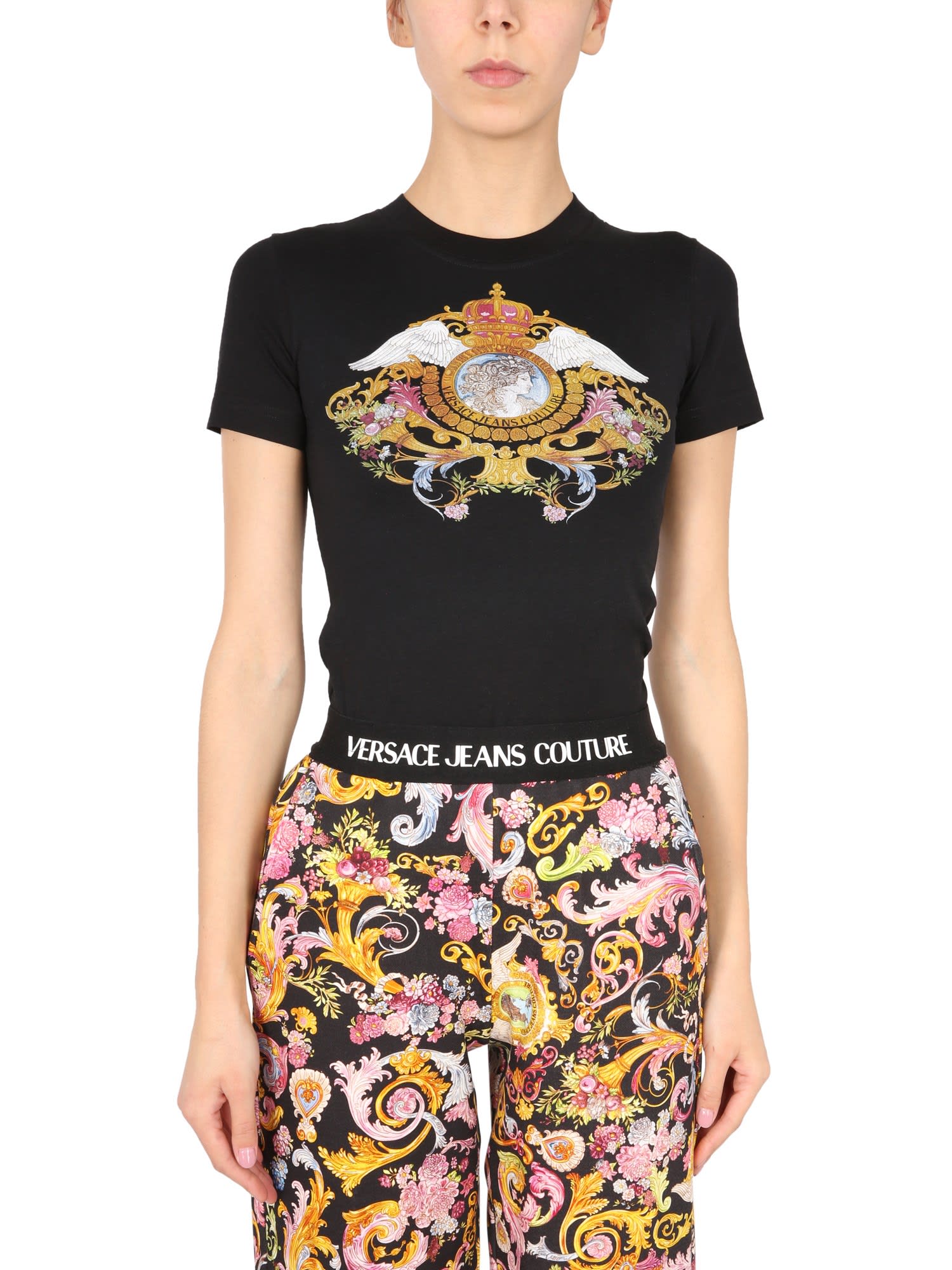 T-shirt With Rococo Pattern Versace