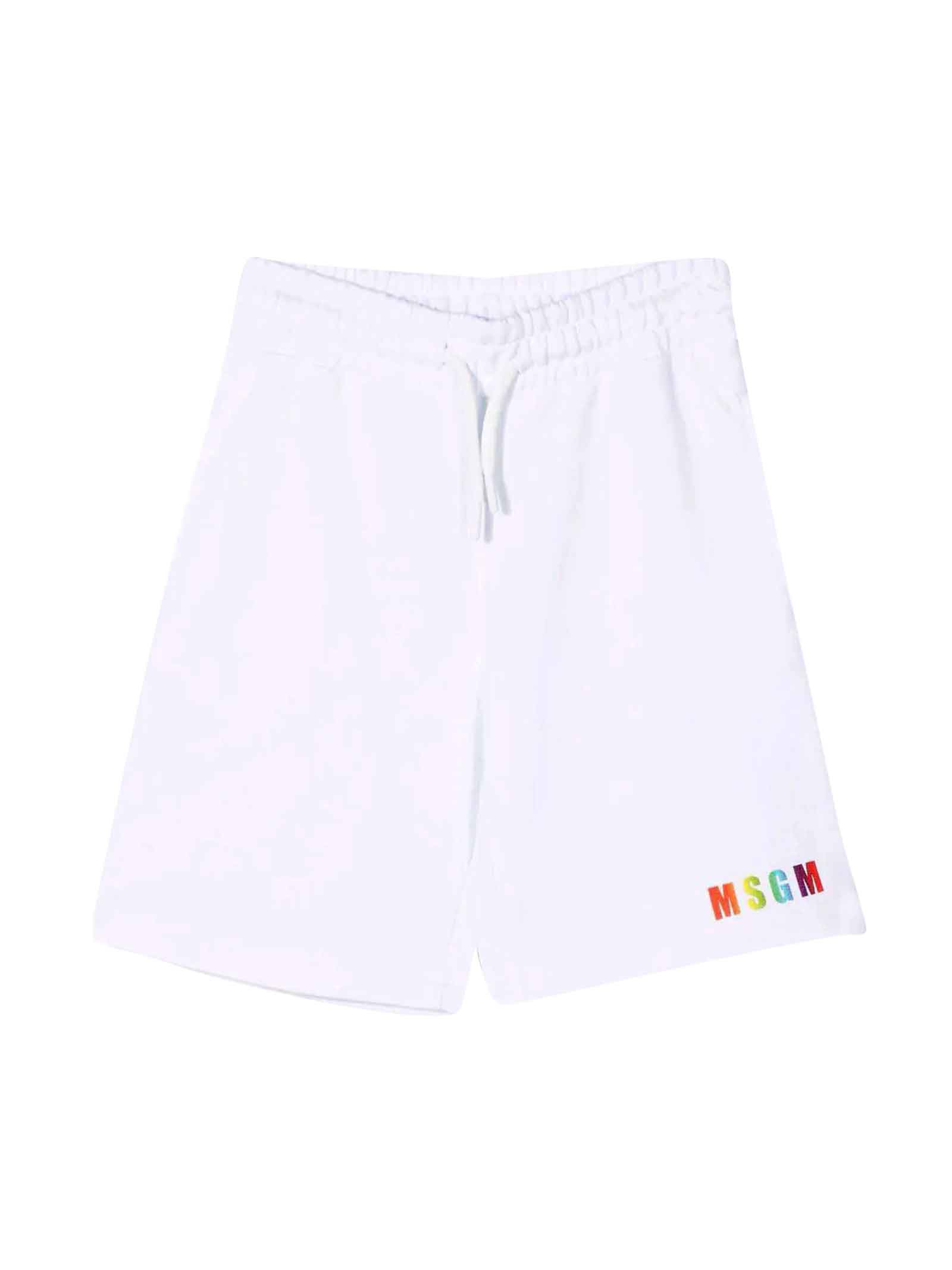 MSGM White Boy Bermuda Shorts