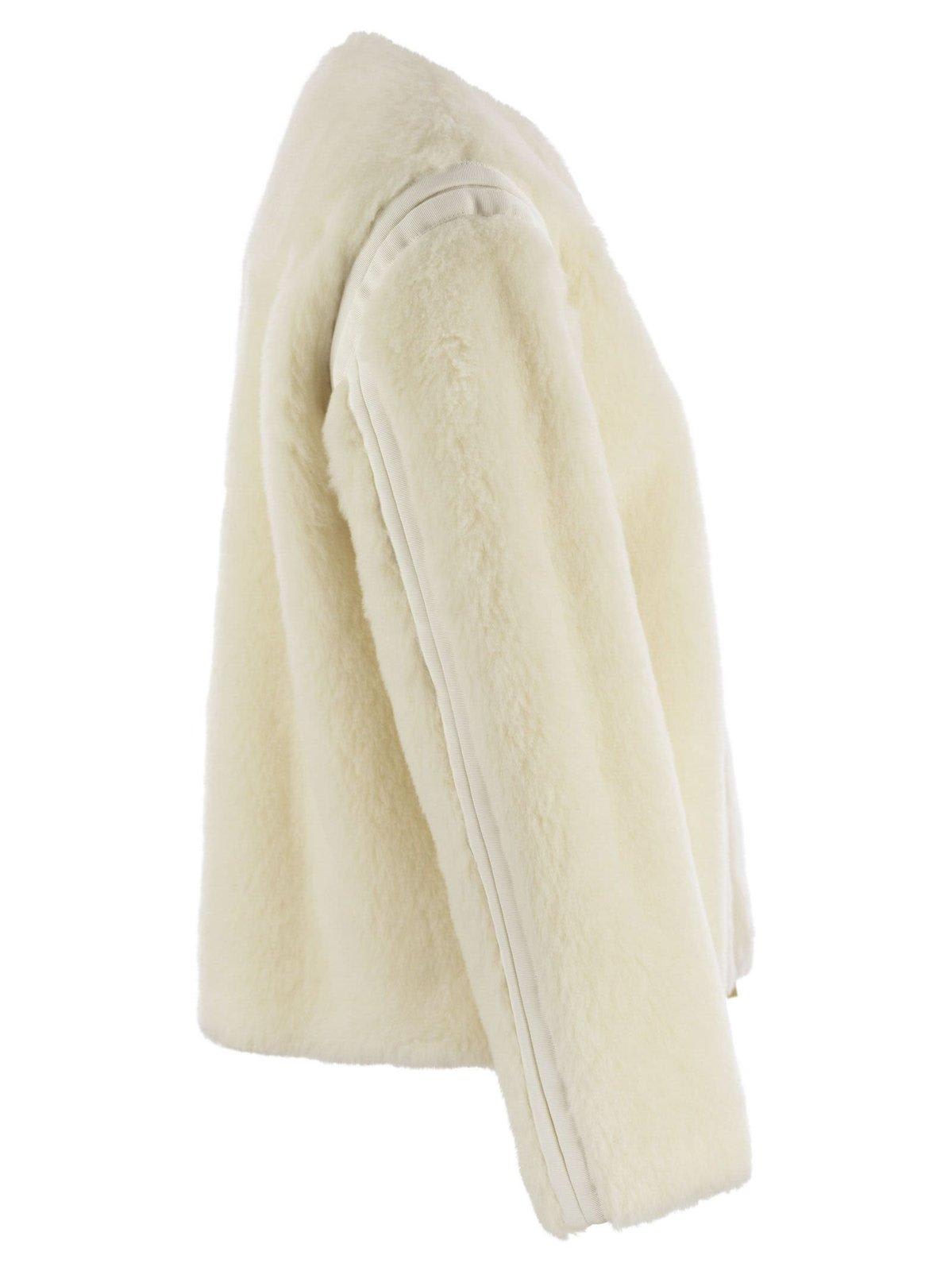 Shop Max Mara Zip-up Crewneck Jacket In White