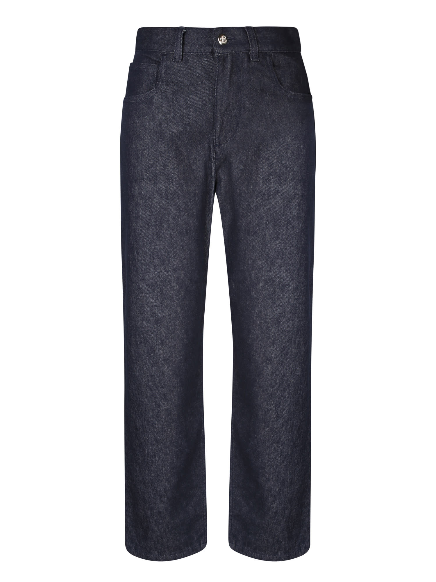 Shop Moncler Cotton White Trousers In Blue
