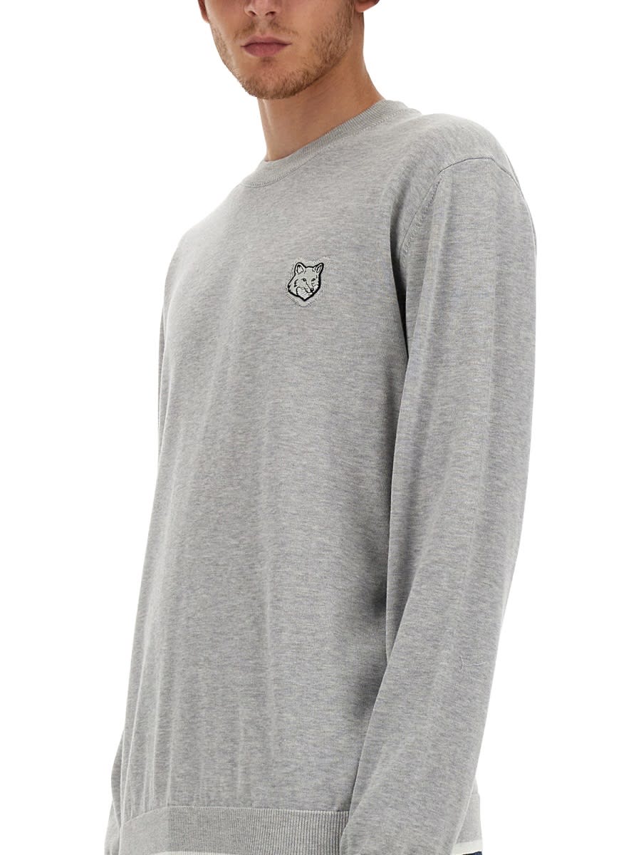 Shop Maison Kitsuné Fox Head Jersey In Grey