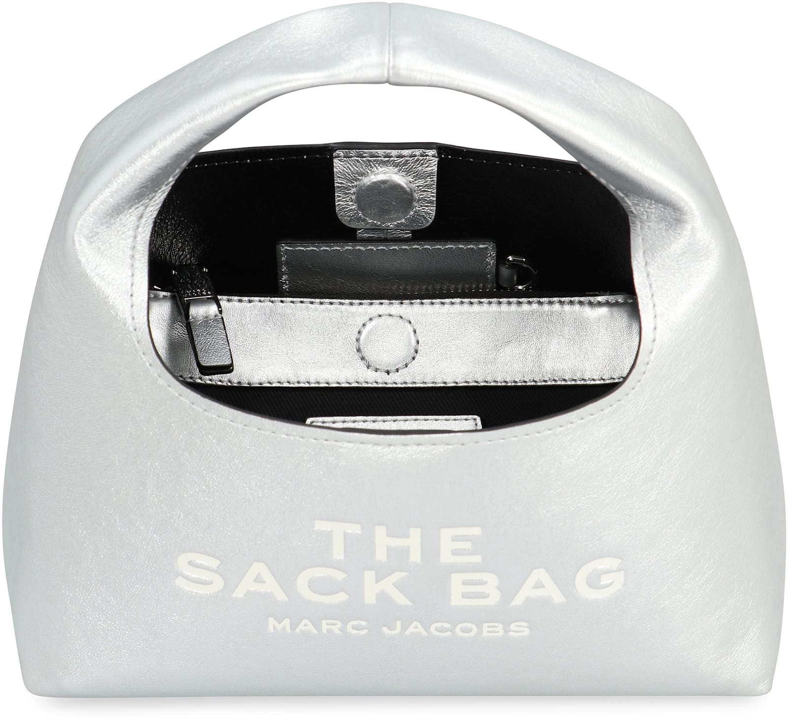 Shop Marc Jacobs The Mini Sack Bag Leather In Silver