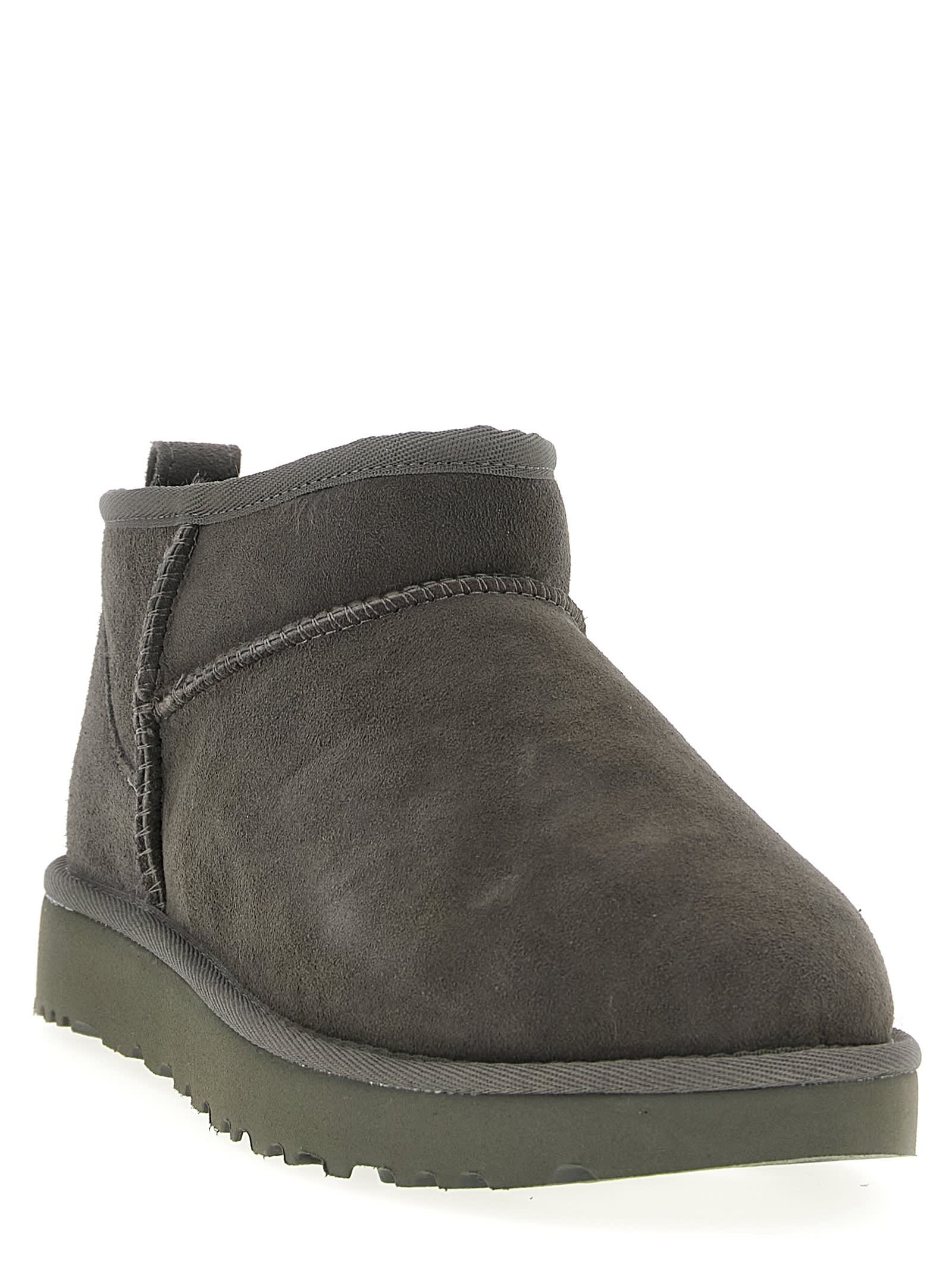 Ugg Classic Ultra Mini Ankle Boots In Gray