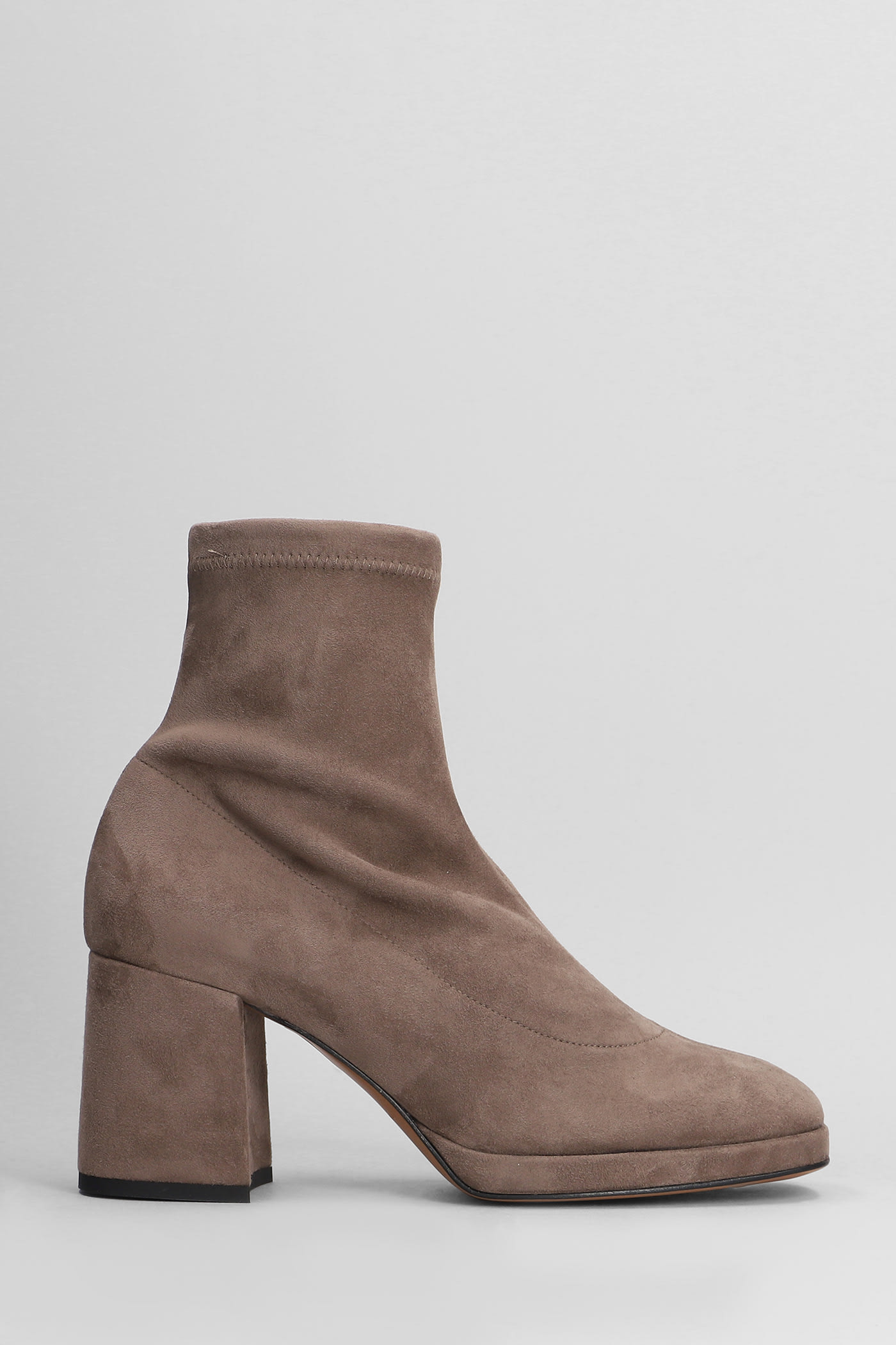 High Heels Ankle Boots In Taupe Suede