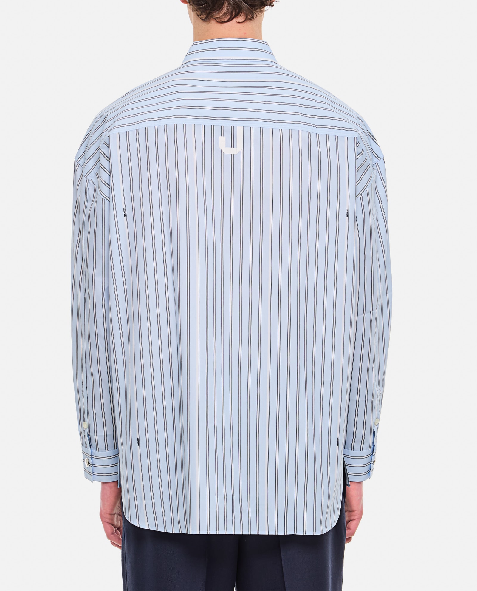 Shop Jacquemus Manches Longue Cotton Shirt In Clear Blue