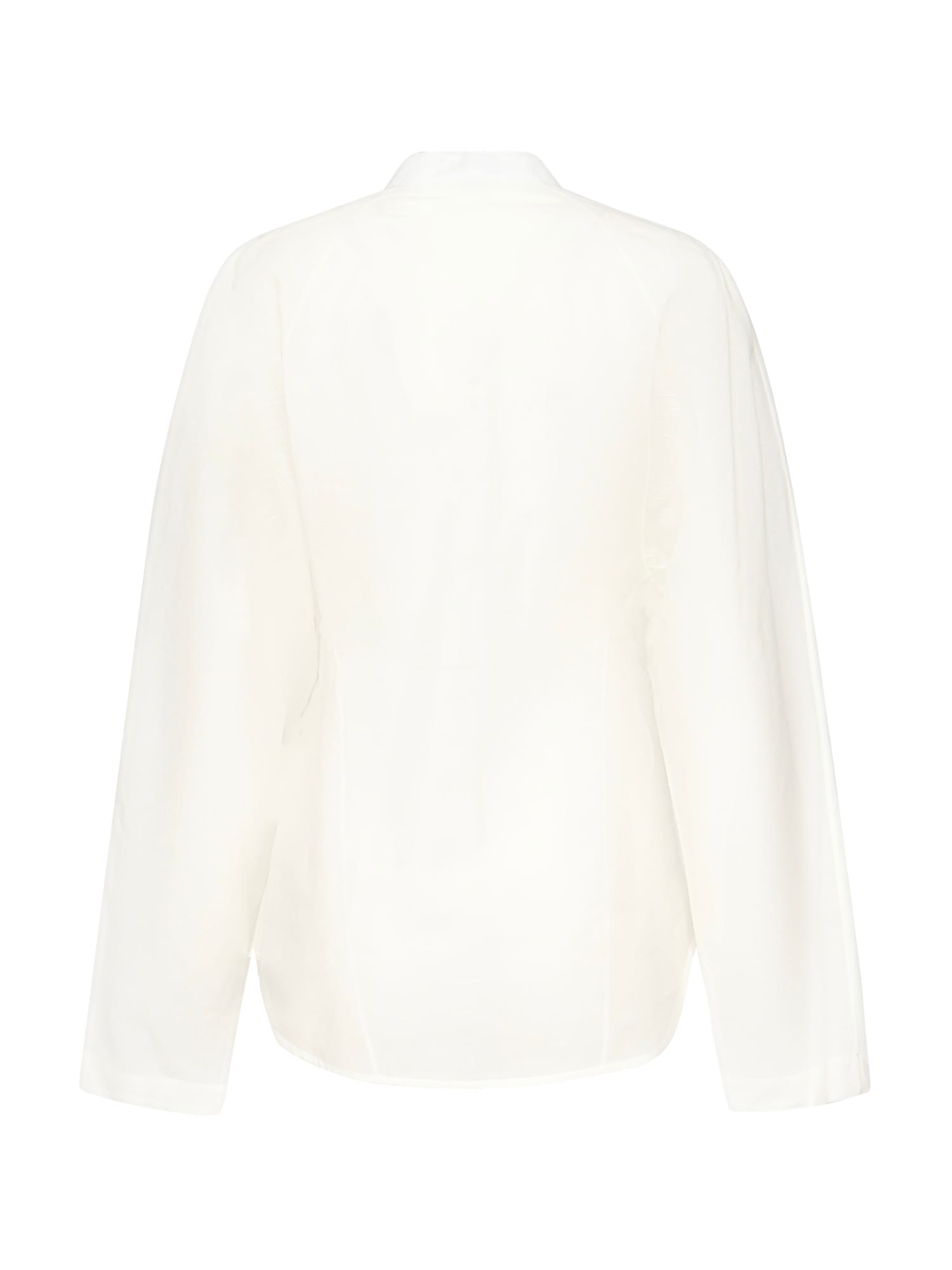 Alaïa Round Blouse In Linen Blend In White