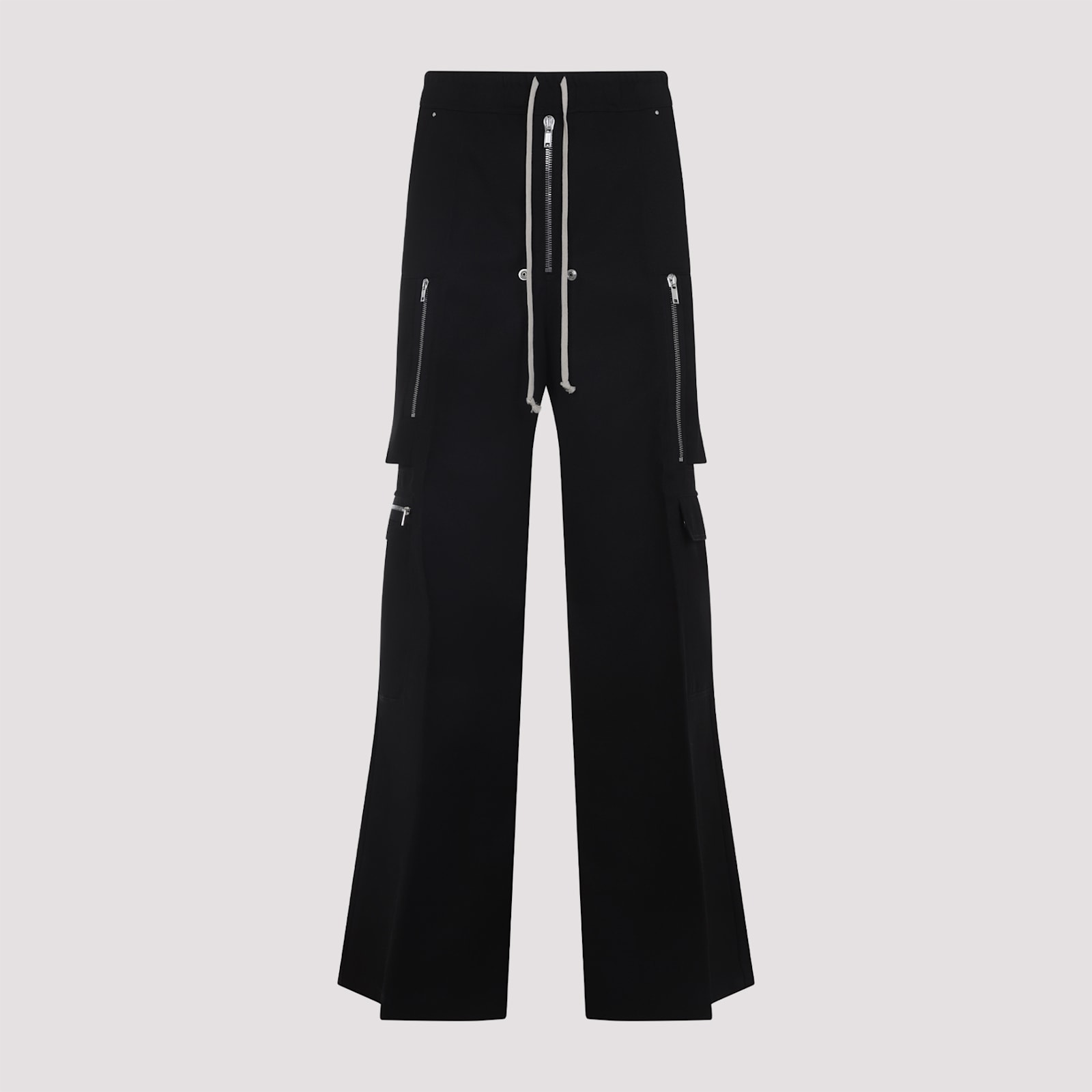 Rick Owens Wide-leg Trousers With High Waist And Utility Pockets In Black