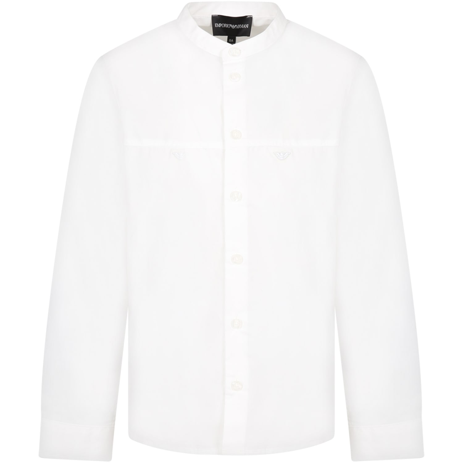 Armani Collezioni White Shirt For Boy With Iconic Eagle