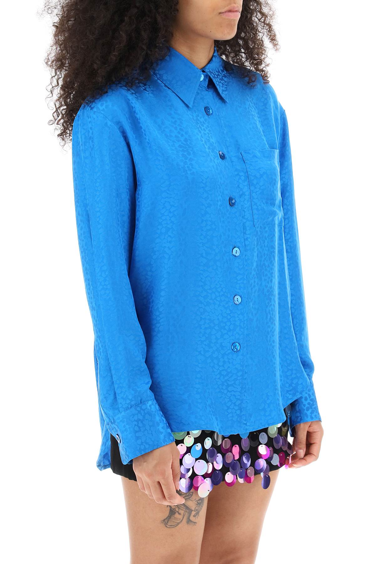 Shop Art Dealer Charlie Shirt In Jacquard Silk In Blue (blue)