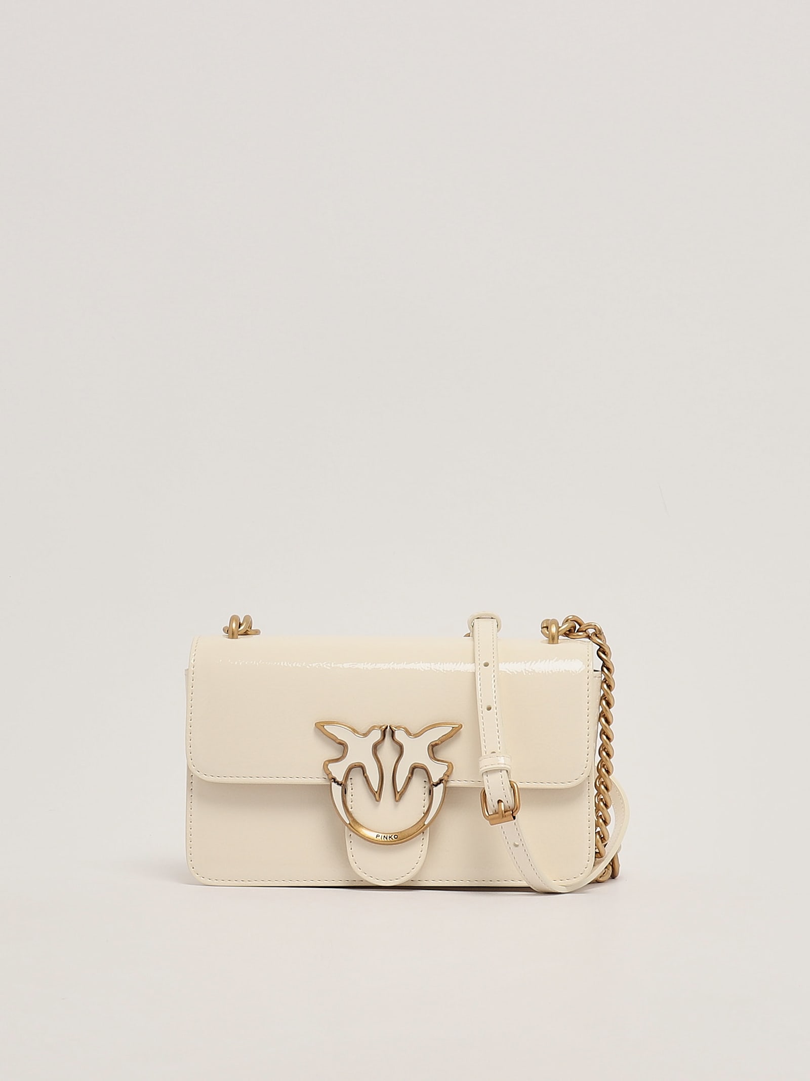 Shop Pinko Love One Mini Light Clutch In Bianco