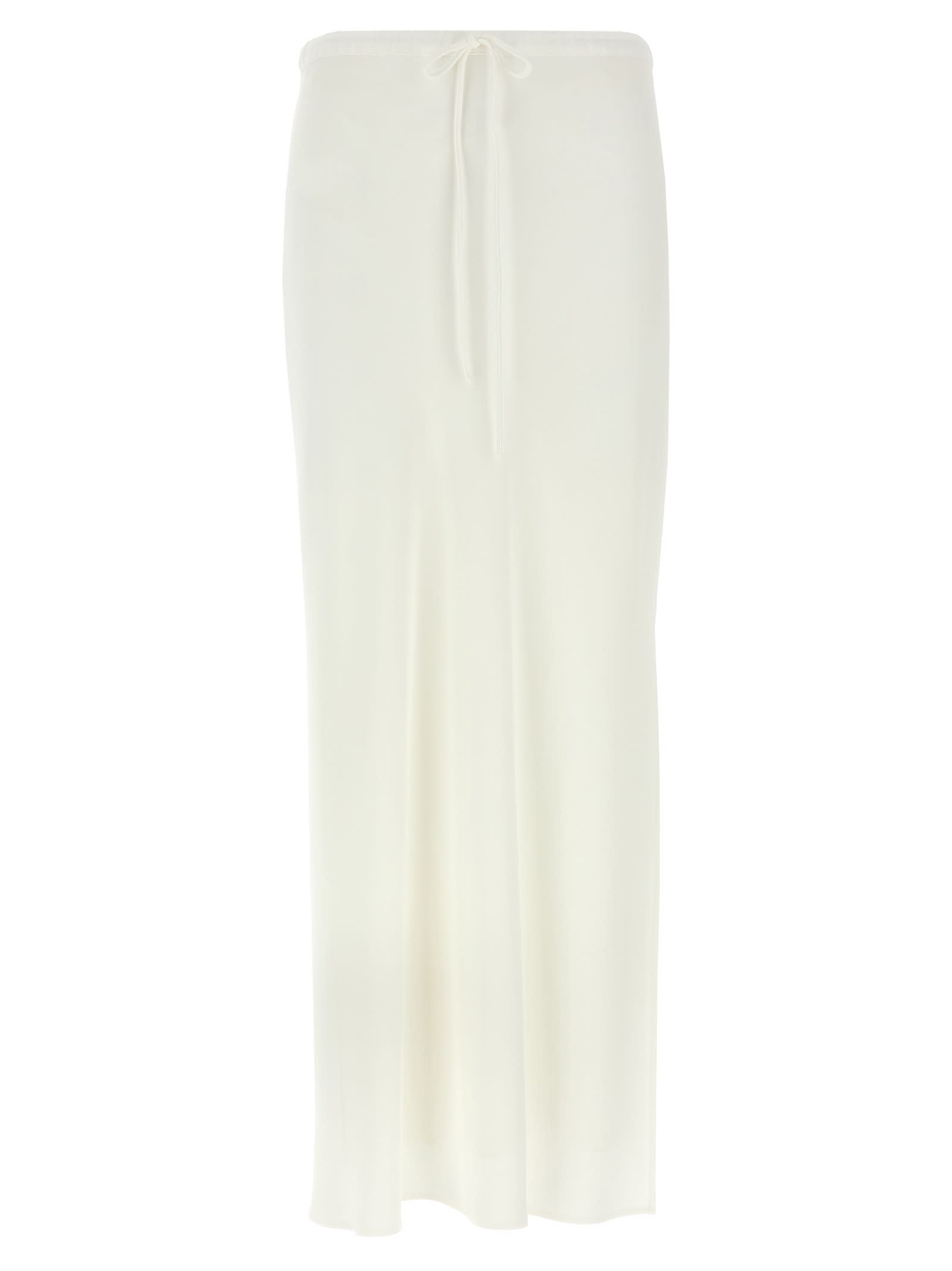 Brunello Cucinelli Long Silk Skirt With Drawstring And Elastic Waistband