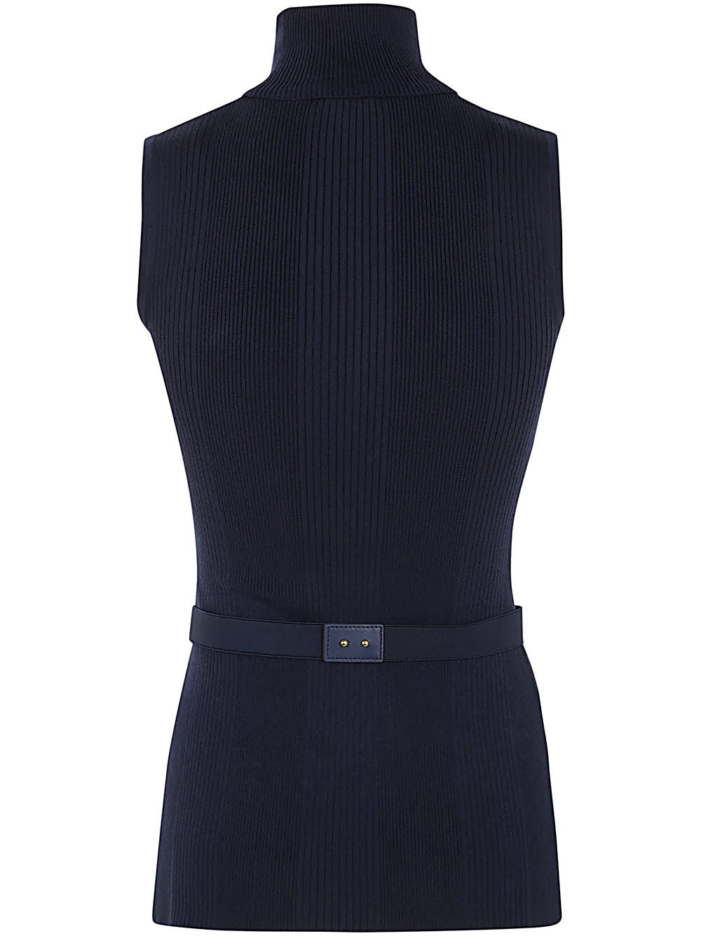 Shop Elisabetta Franchi Sleeveless Turtle Neck Sweater In Navy