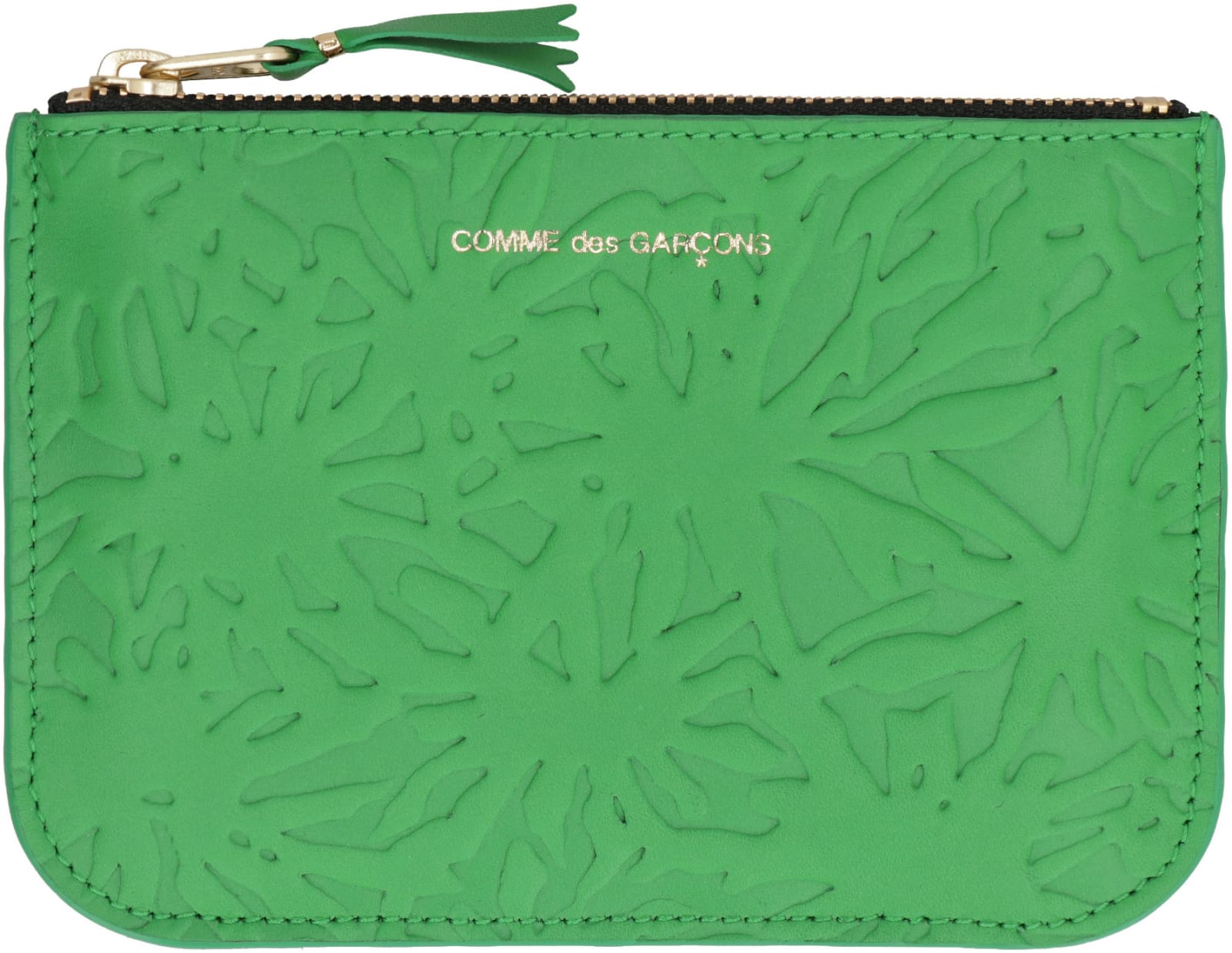 Shop Comme Des Garçons Small Leather Flat Pouch In Green