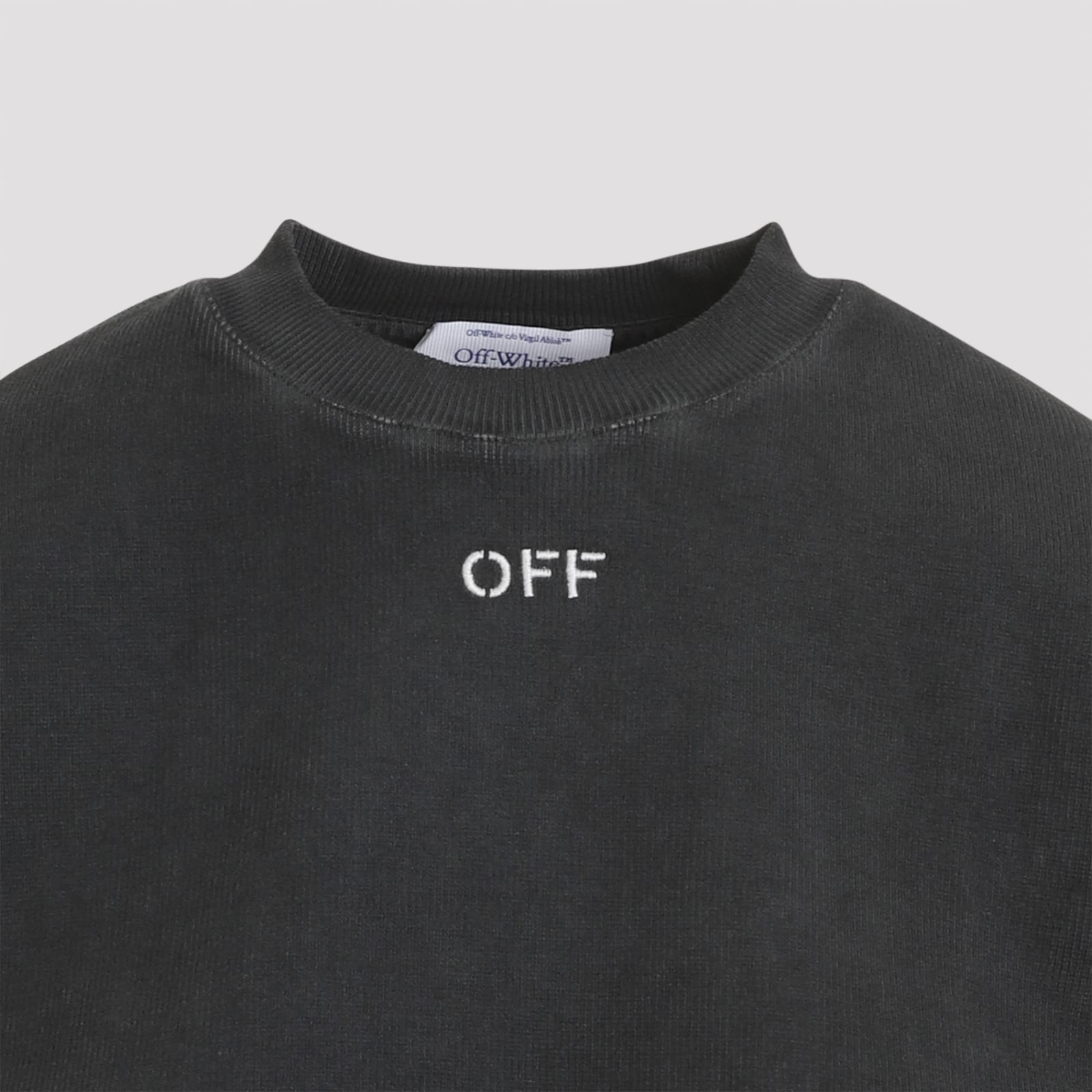 Shop Off-white Off Stamp Ribbed Crop Tee In Grey White