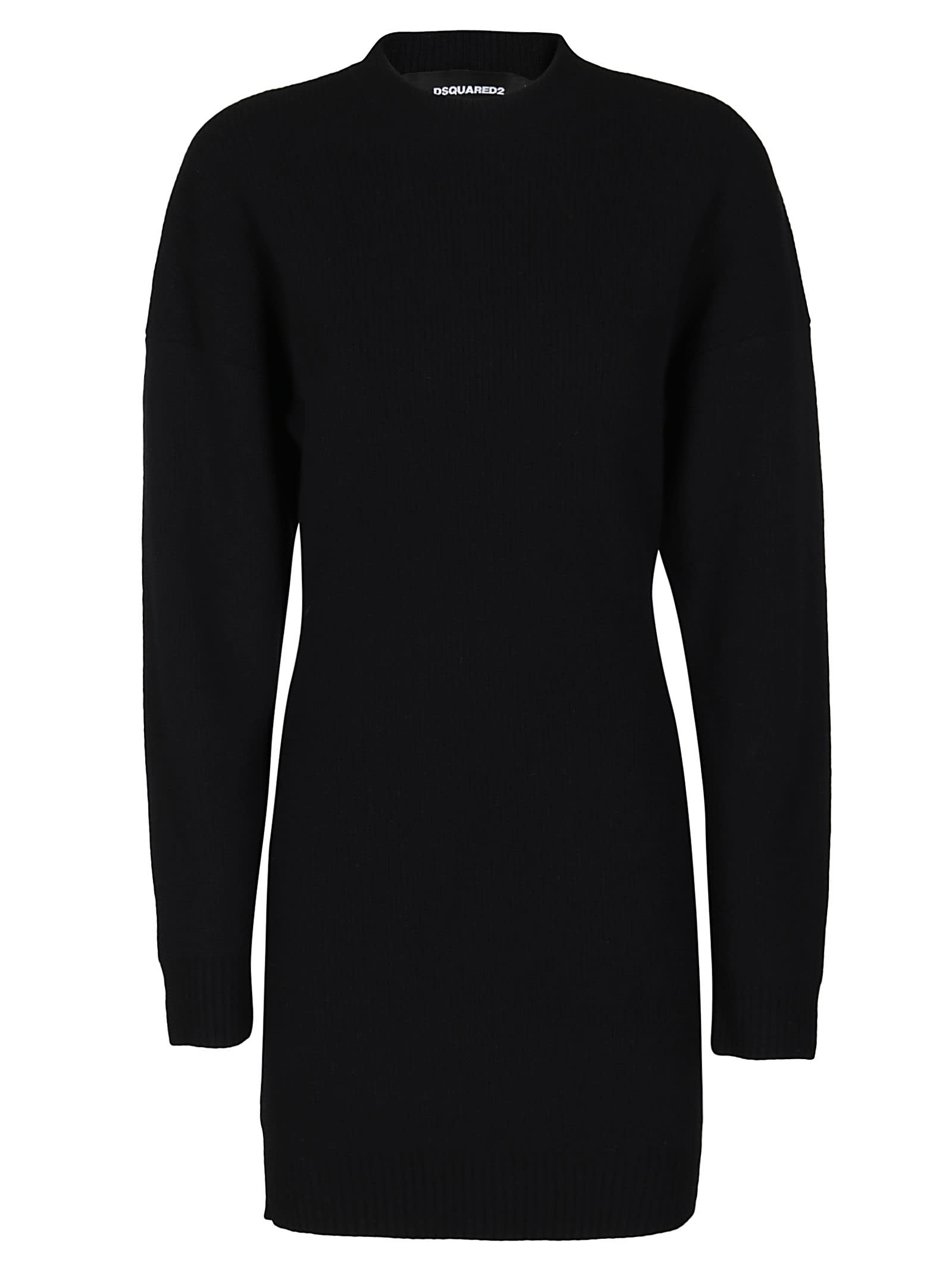 Dsquared2 Black Alpaca-wool Blend Dress