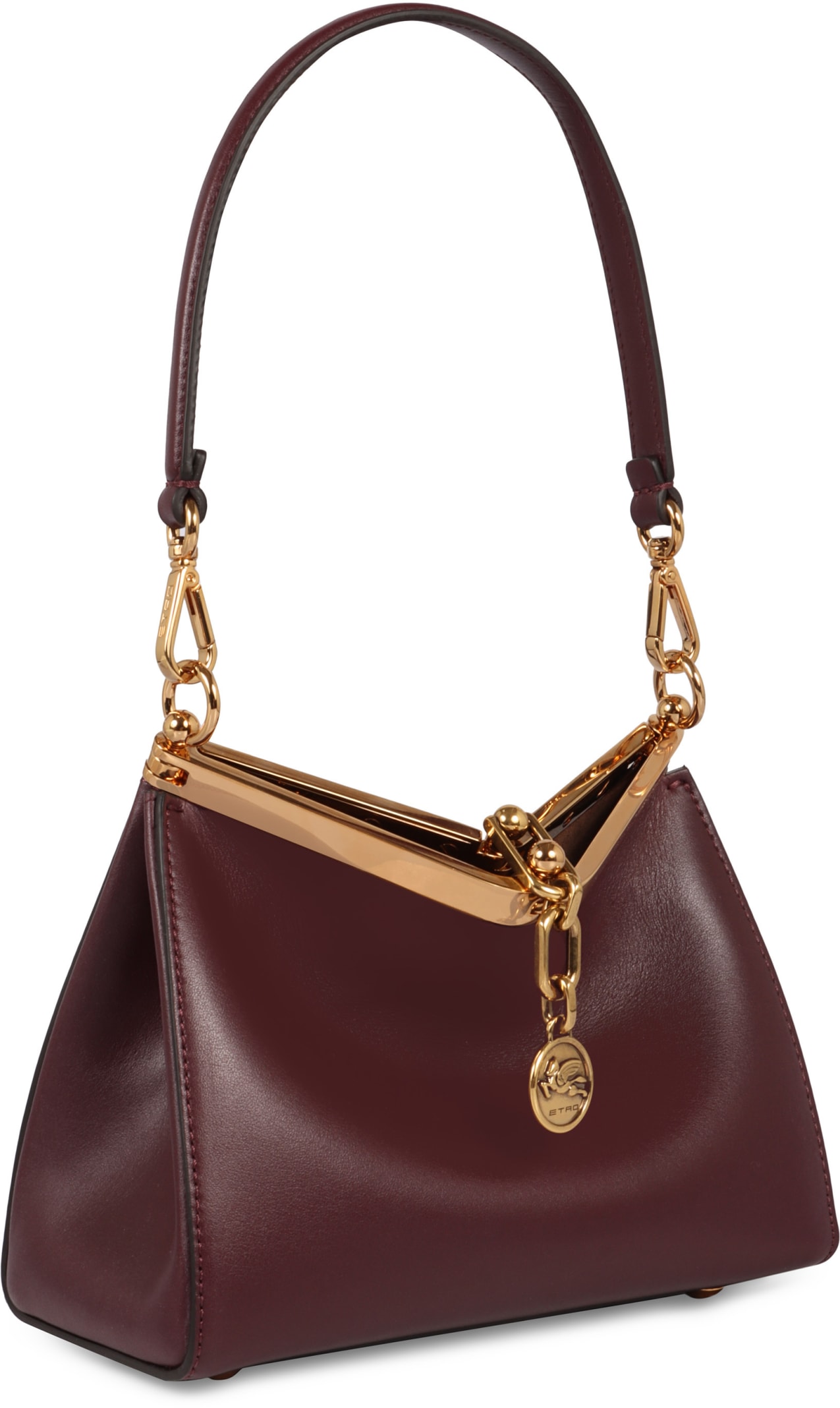 Shop Etro Vela Mini Leather Shoulder Bag In Burgundy