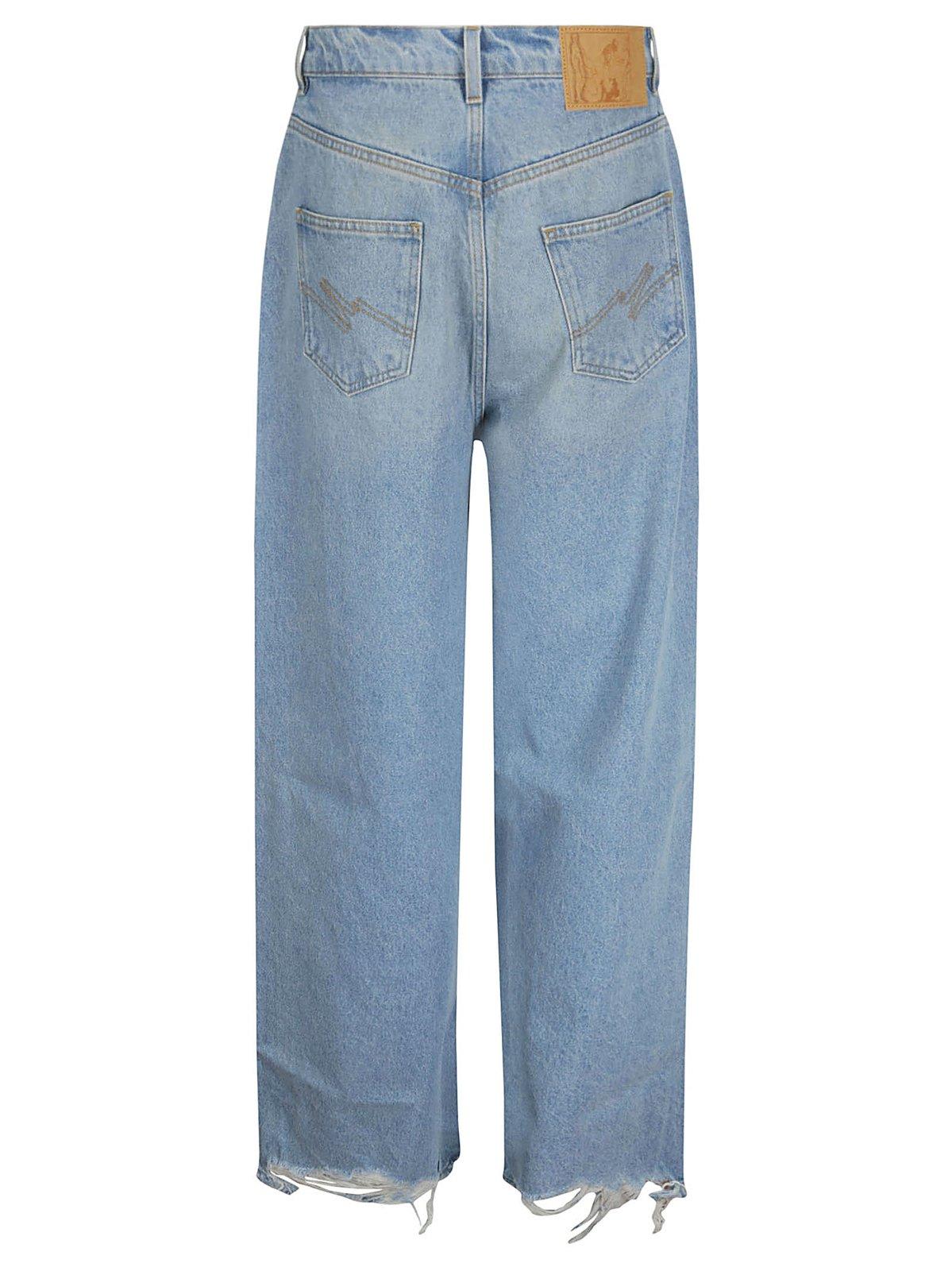 Shop Martine Rose Wide-leg Distressed Jeans In Blue