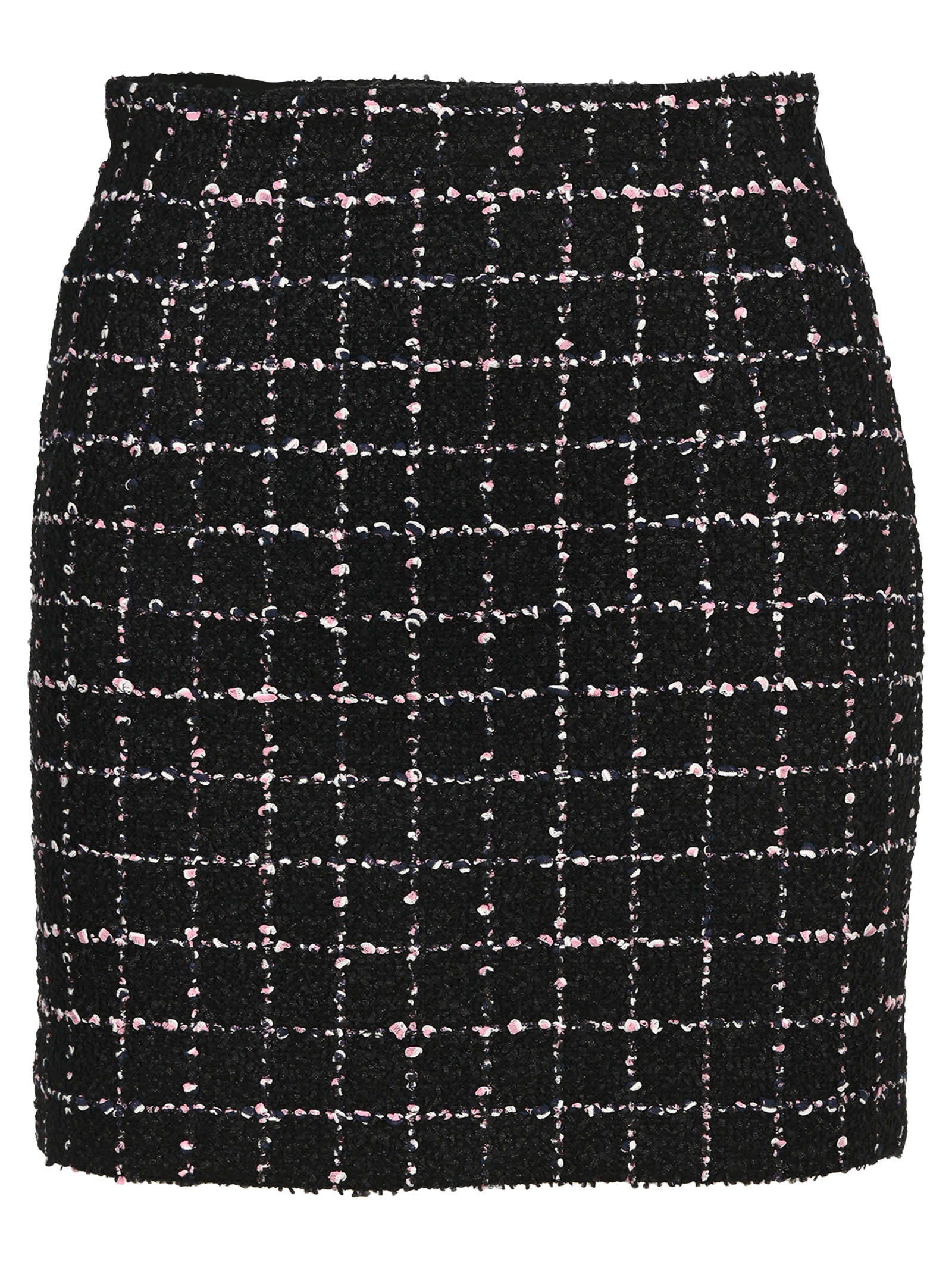 Alessandra Rich Checked Cotton Blend Tweed Bouclé Mini Skirt