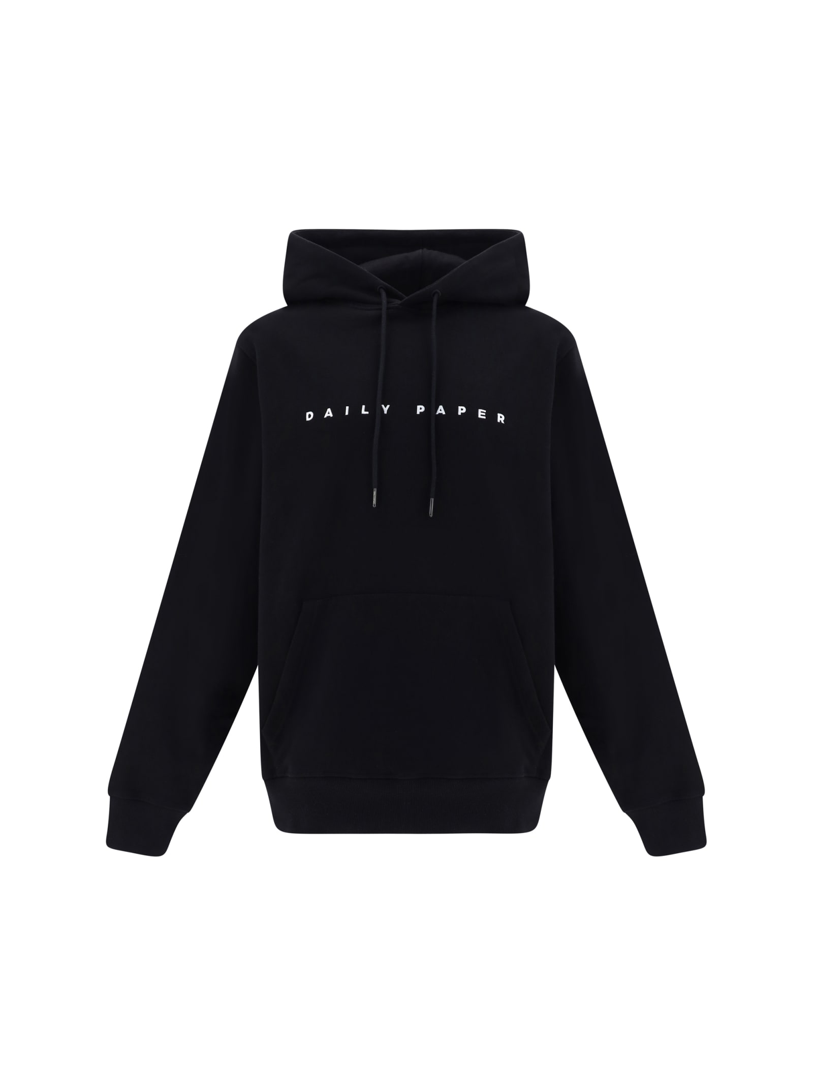 Daily Paper Drawstring Logo Print Hoodie In Black