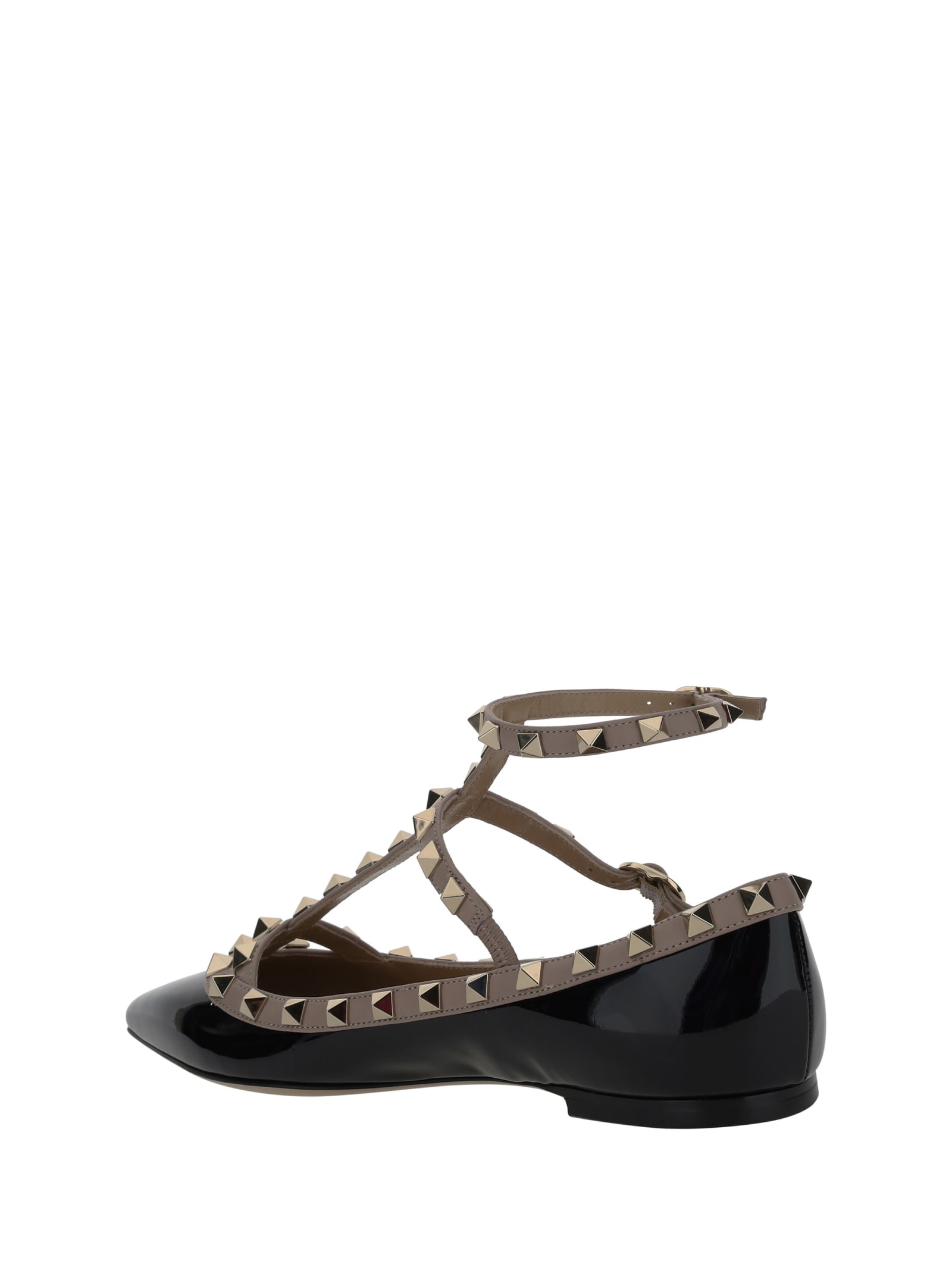 Shop Valentino Garavani Rockstud Ballerinas In Nero/poudre