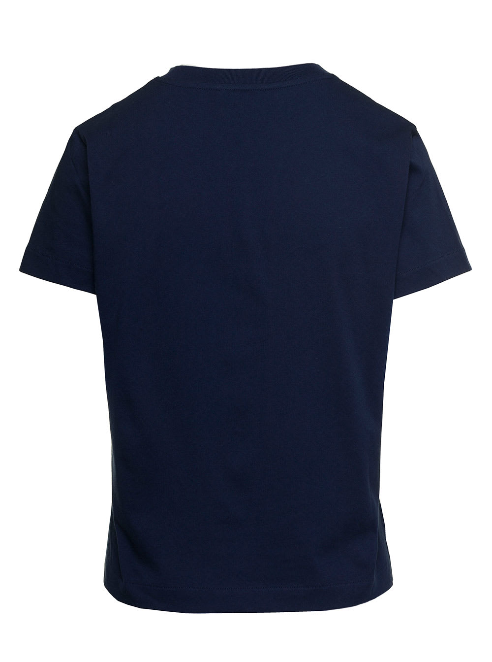 Shop Apc Astoria Blue Crewneck T-shirt With Logo Print At The Front In Cotton Woman In Dark Navy