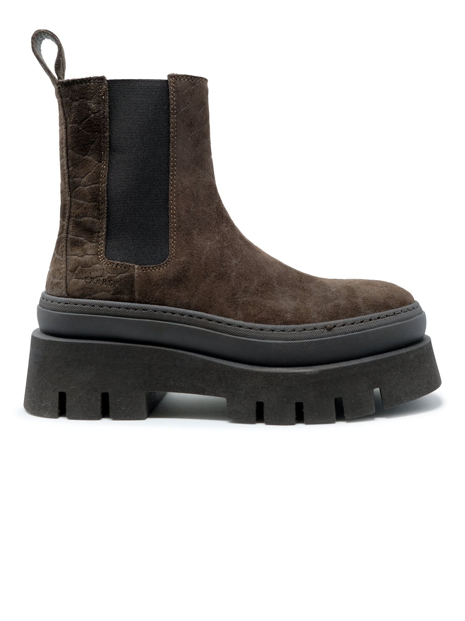 Copenhagen Croco Suede Chocolate Chelsea Boots In Brown