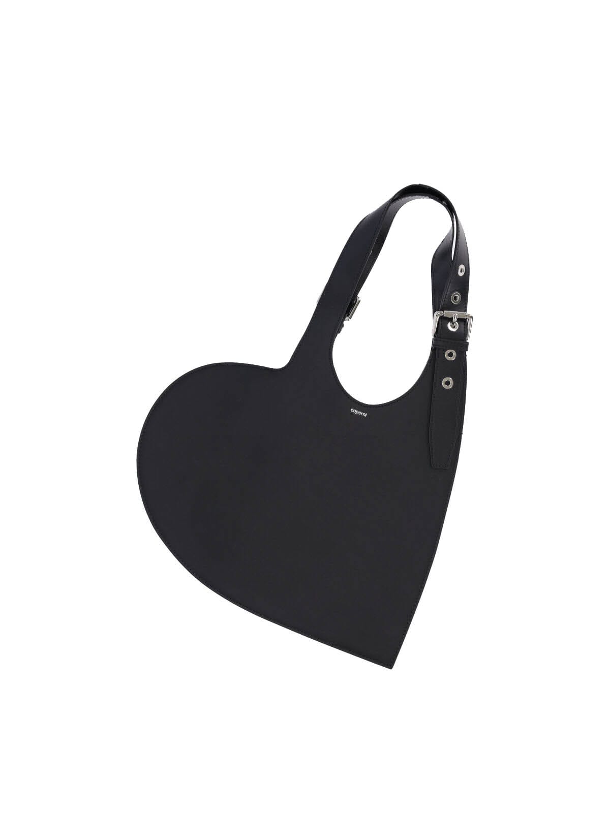 Coperni Heart-shaped Black Leather Bag With Single Shoulder Strap In Black