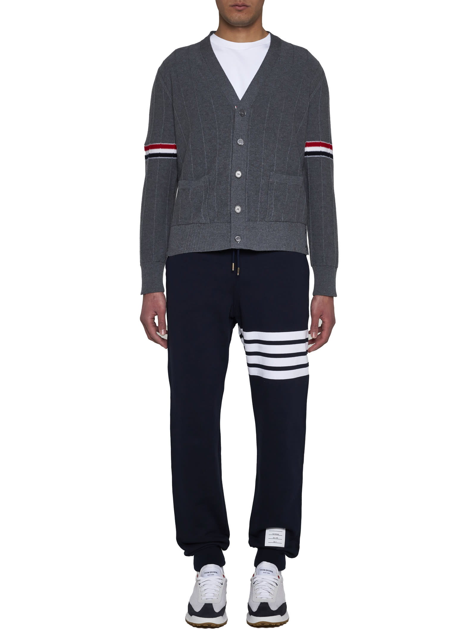 Shop Thom Browne Cardigan In Med Grey