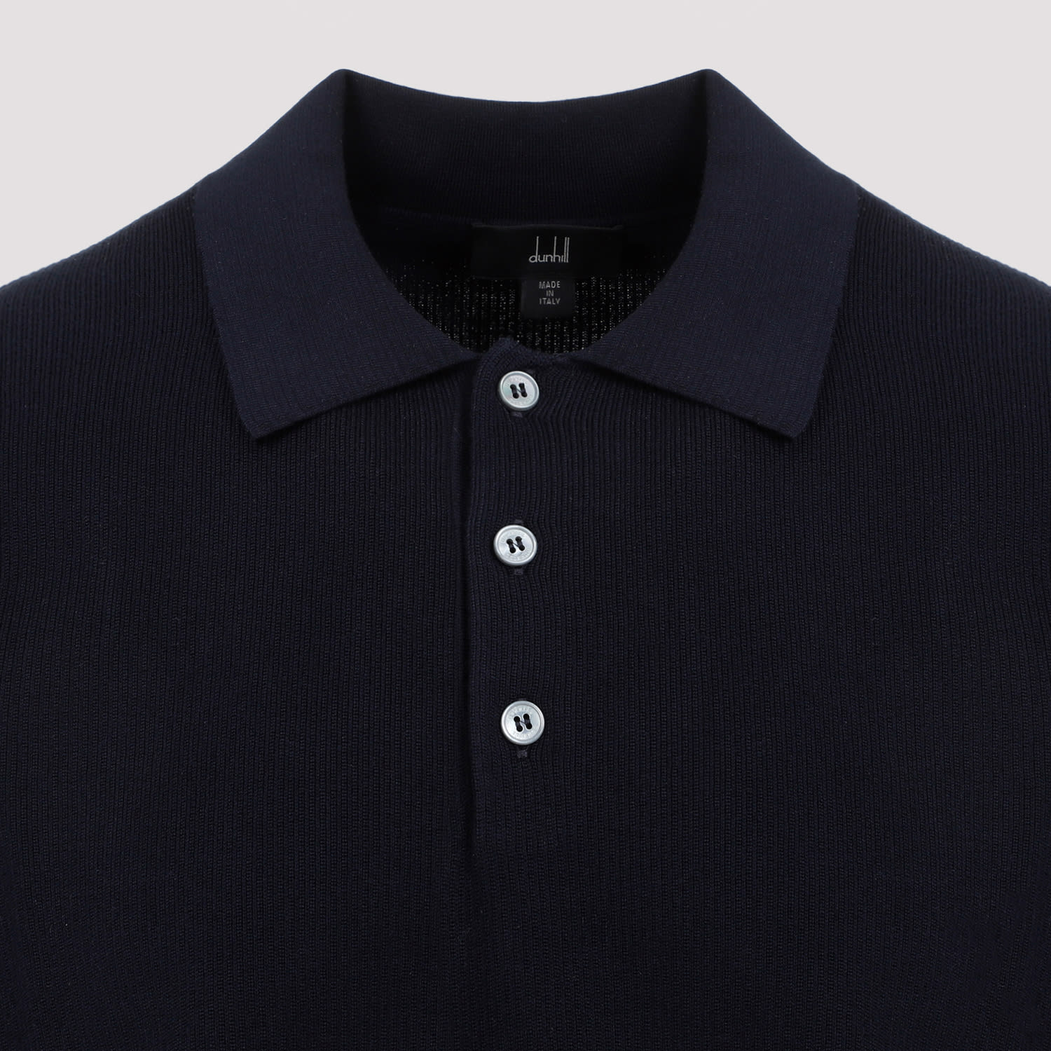 Shop Dunhill Textured Cotton Polo In Ink