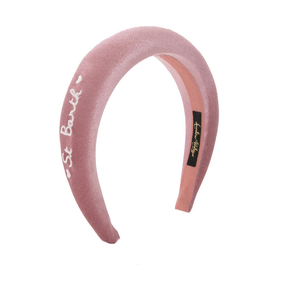 Mc2 Saint Barth Woman Headband With St. Barth Embroidery Leontine Vintage Special Edition In Pink