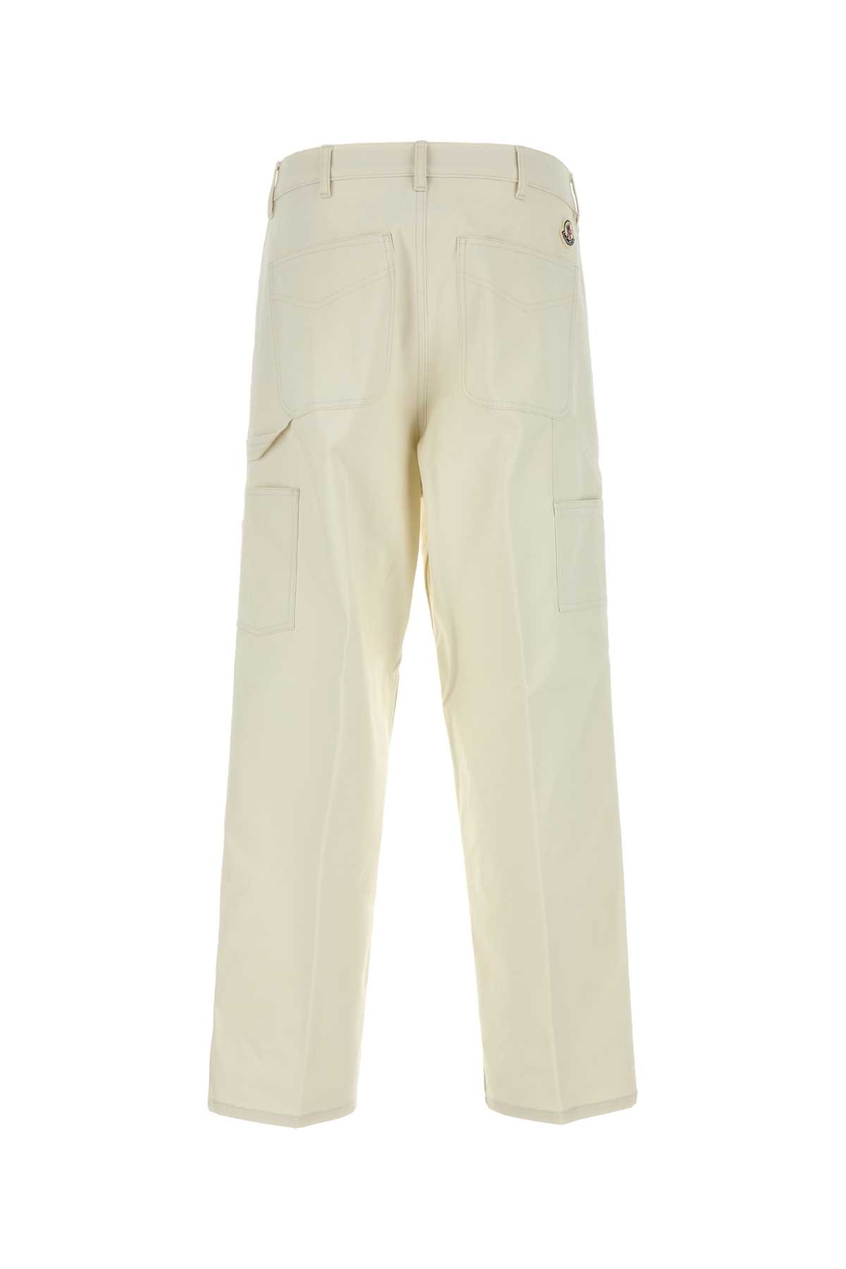 Shop Moncler Ivory Stretch Cotton Pant In 033