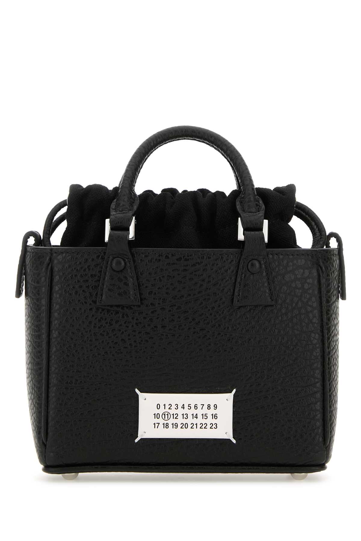 Shop Maison Margiela Black Leather 5ac Tote Horizontal Handbag