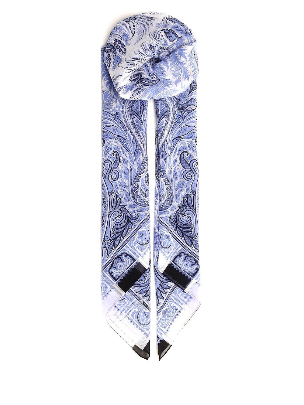 Shop Etro Silk Shawl In Azzurro/fantasia