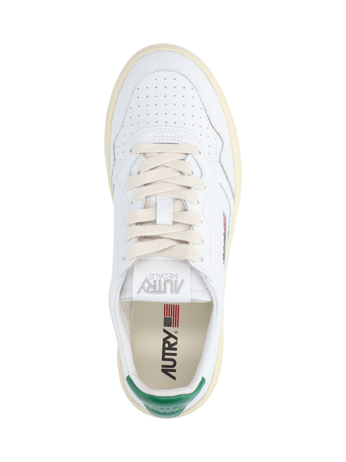 Autry Low-top Leather Sneakers With Perforated Upper And Contrasting Sole In Green