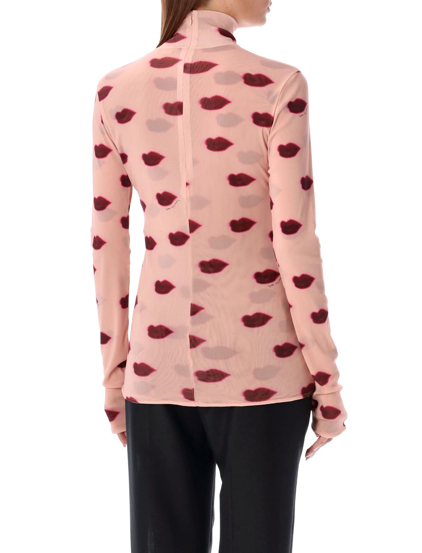 Shop Stella Mccartney Lips Print Top Mesh In Pink