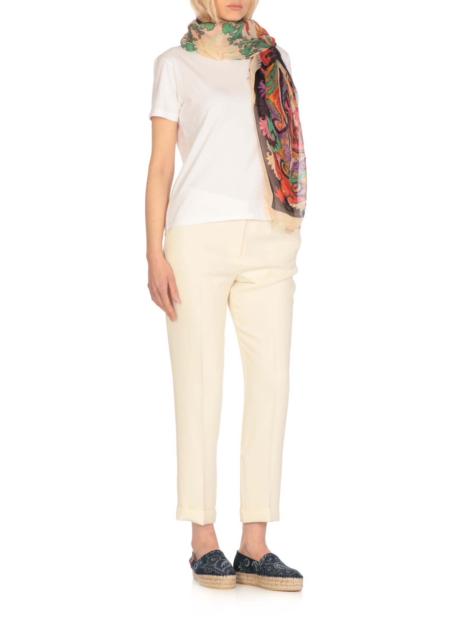 Etro Floral Printed Frayed Edge Scarf