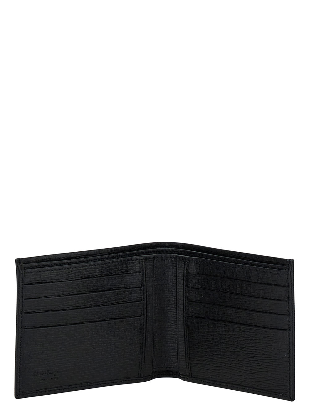 Shop Ferragamo Black Gancini Bi-fold Wallet In Leather Man