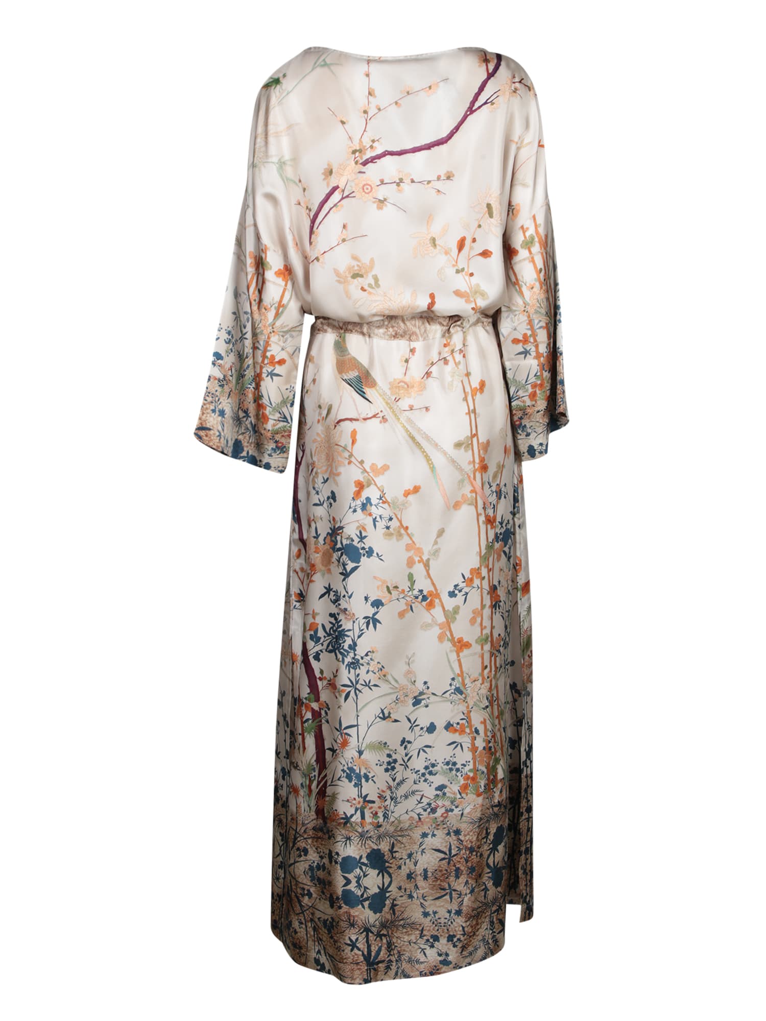 Pierre-louis Mascia Beige Floral Silk Long Dress In Beige