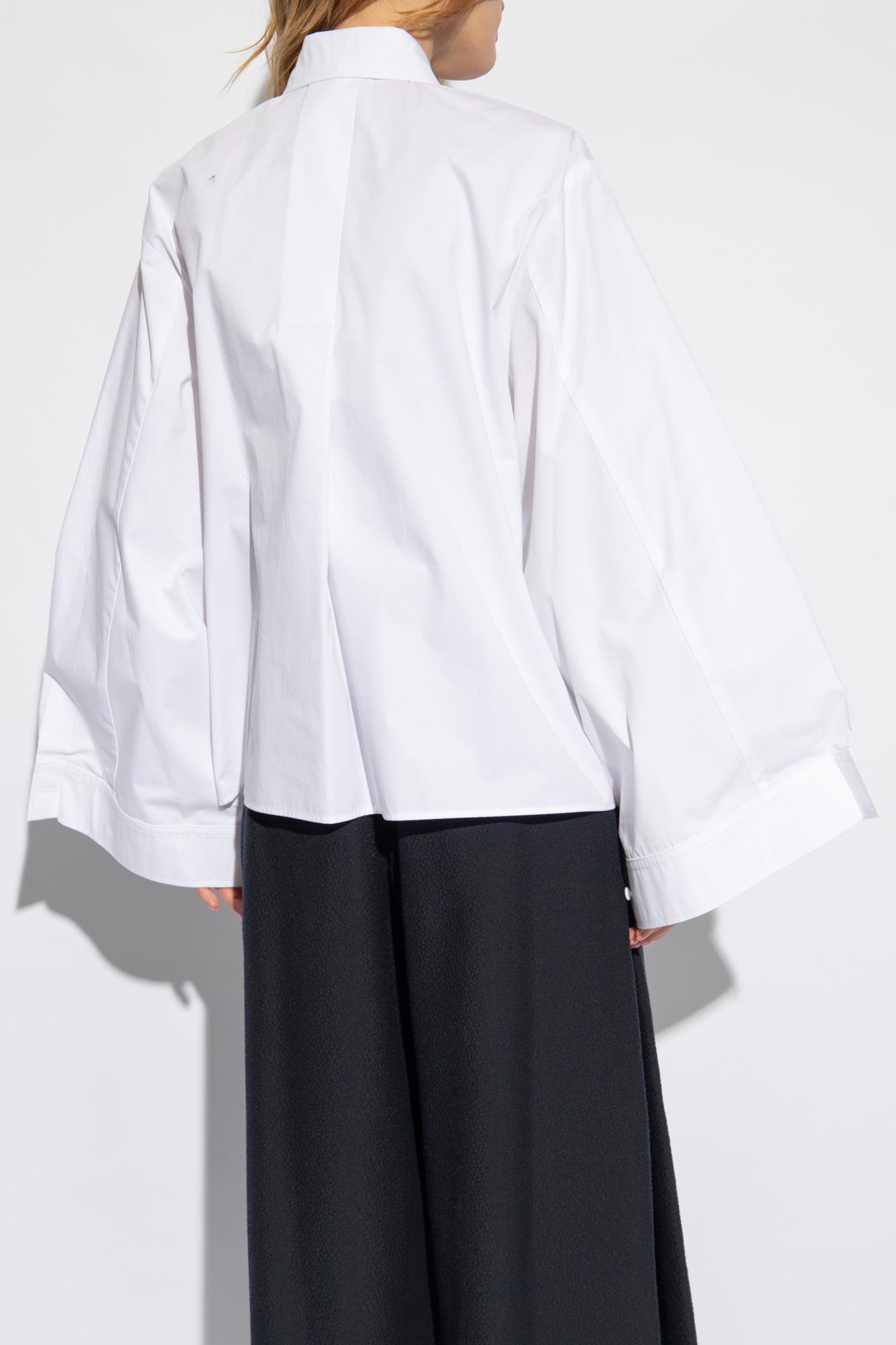 Shop Emporio Armani Oversize Cotton Shirt In White