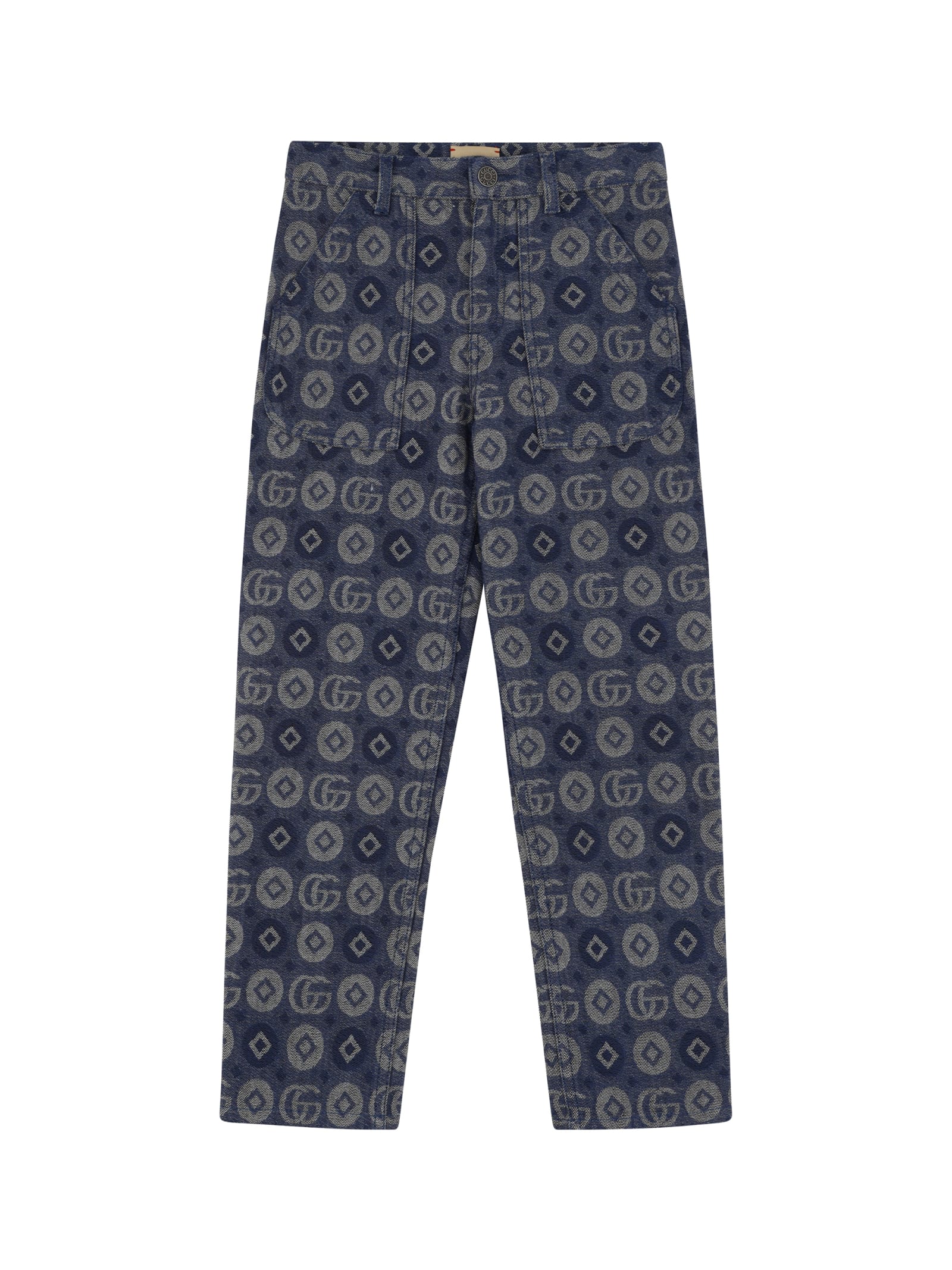 Gucci Kids' Pants For Boy In Blue/ivory
