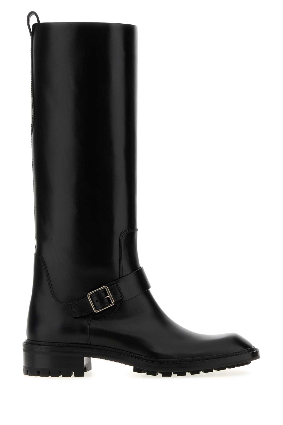 Saint Laurent Vadim Leather Ankle Boots With Buckle Detail In Black