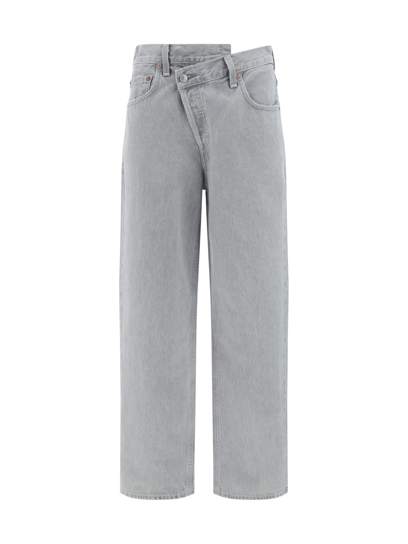 Shop Agolde Criss Cross Jeans In Rain (marbled Med Grey)