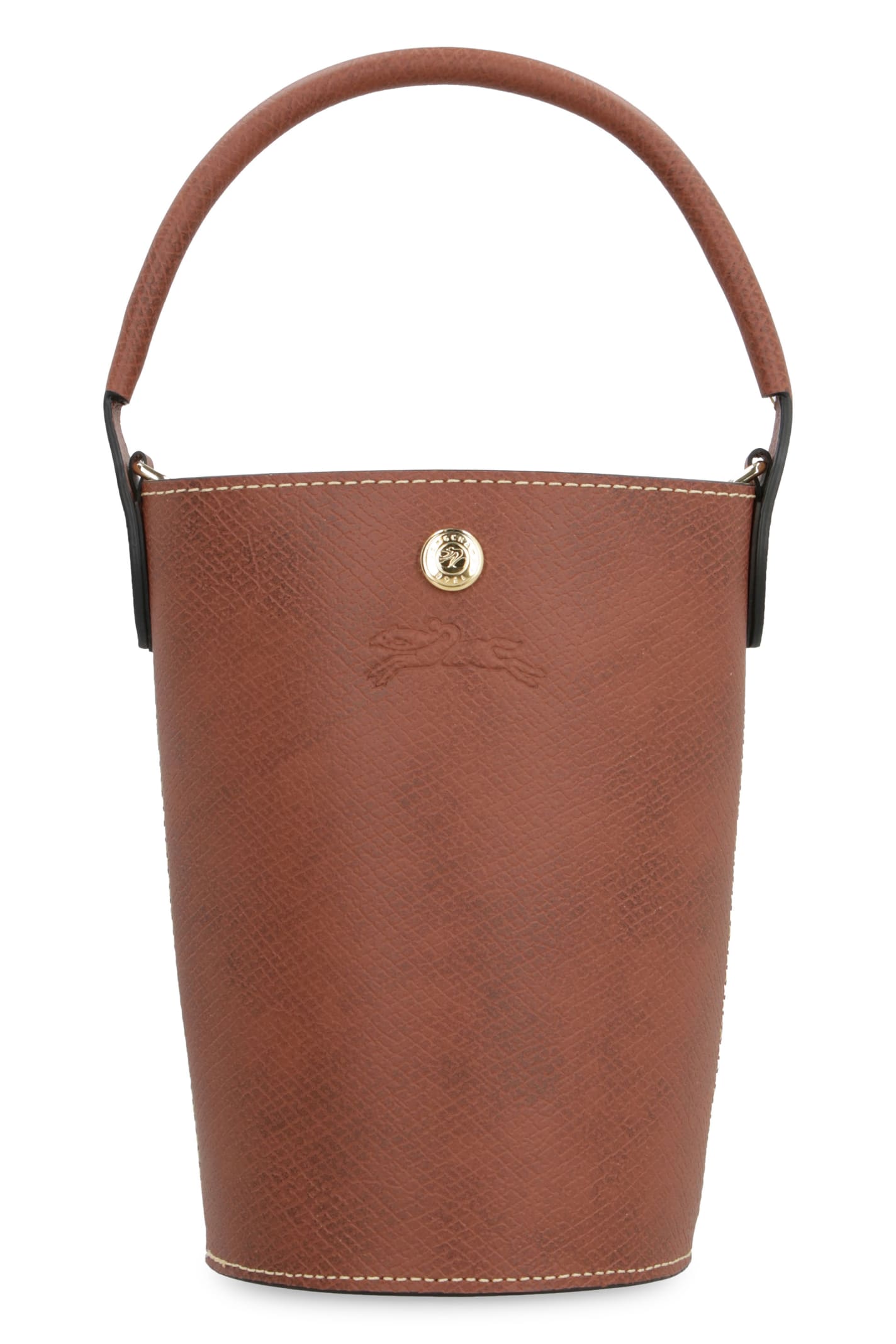 Shop Longchamp Xs Épure Leather Bucket Bag In Brun