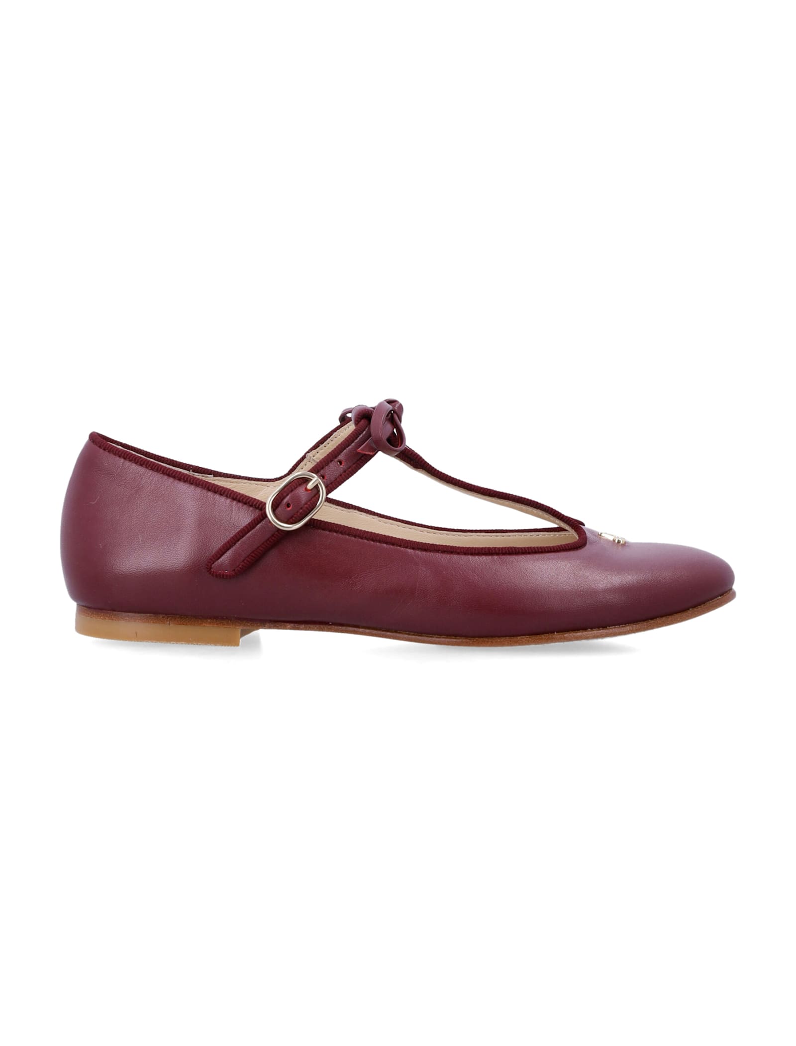 Bonpoint Joyce Leather Salomés For Girl In Burgundy